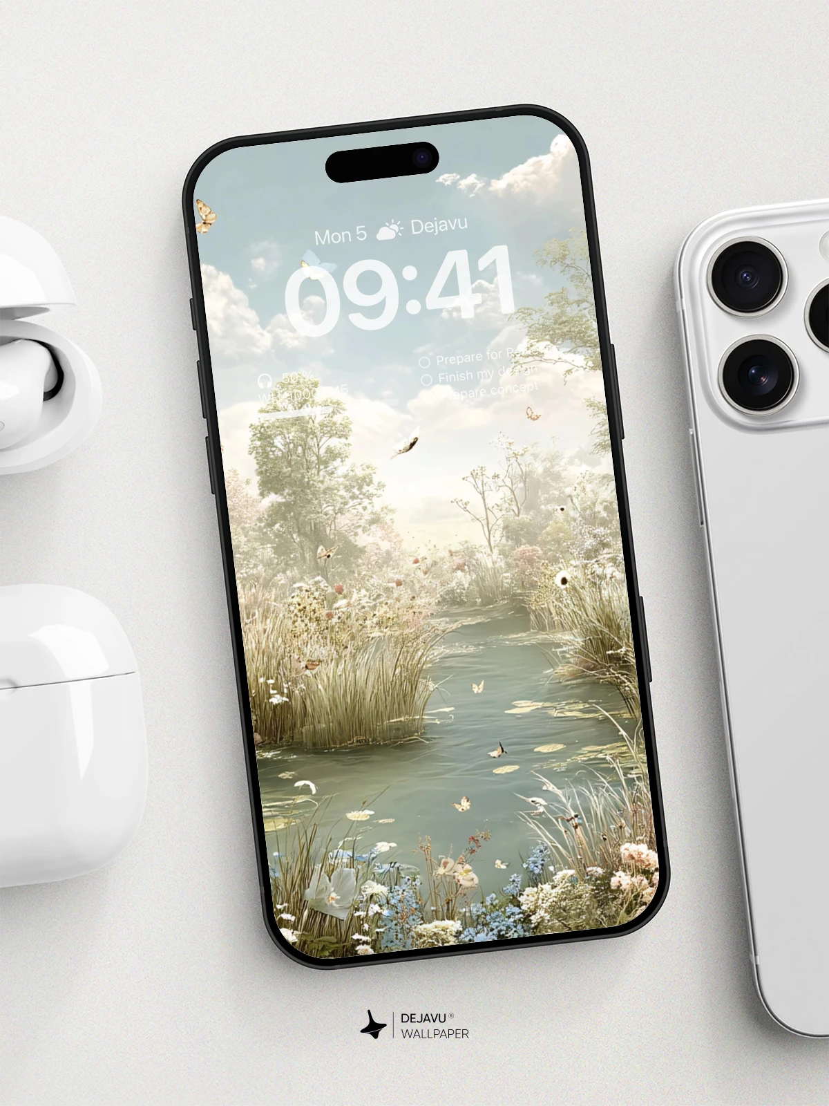 8K Aesthetic Nature Wallpaper: Serene Garden with Butterflies