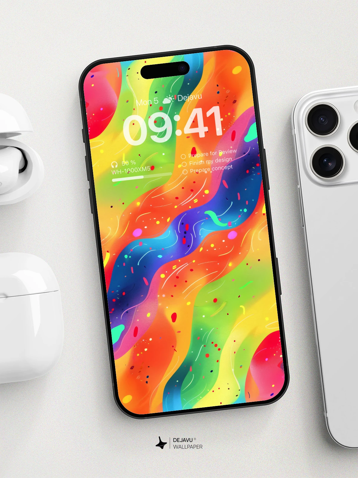 Vibrant Abstract 8K Wallpaper: Aesthetic Rainbow Waves