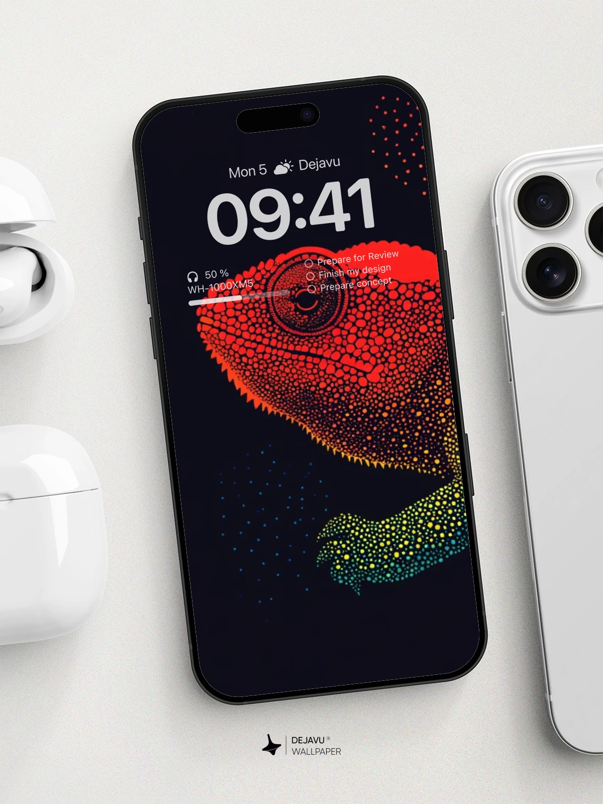 8K Abstract Chameleon Illustration: Minimal Aesthetic Wallpaper