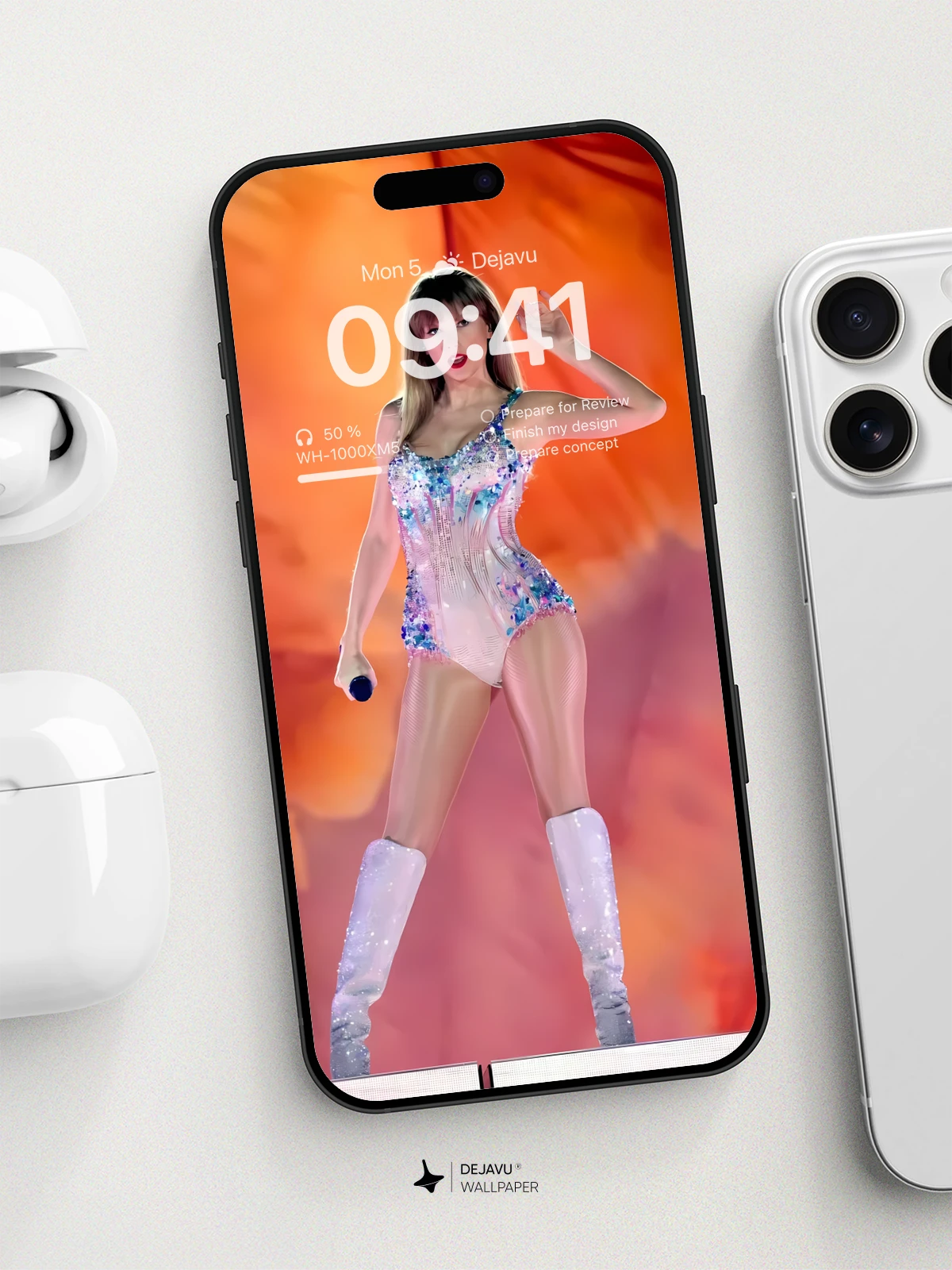 8K Aesthetic Minimalist Wallpaper: Futuristic Performer in Glittering Outfit