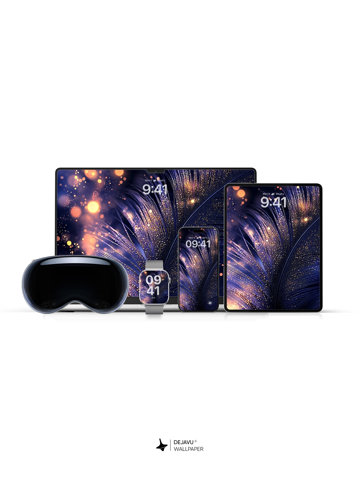 8K Abstract Feather Wallpaper with Glittering Lights