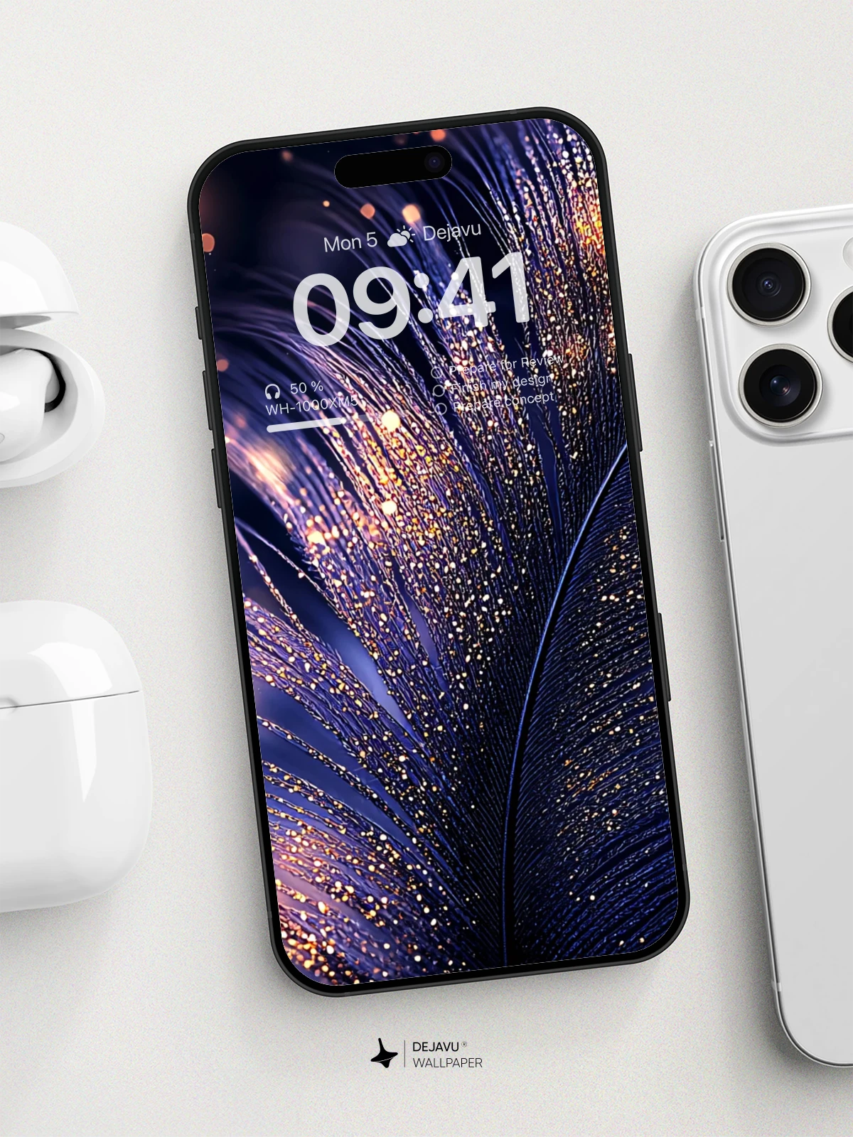 8K Abstract Feather Wallpaper with Glittering Lights