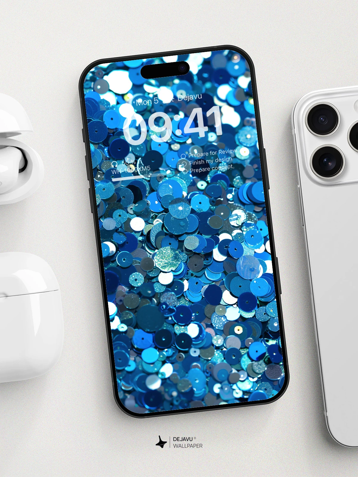 8K Abstract Blue Sequin Wallpaper