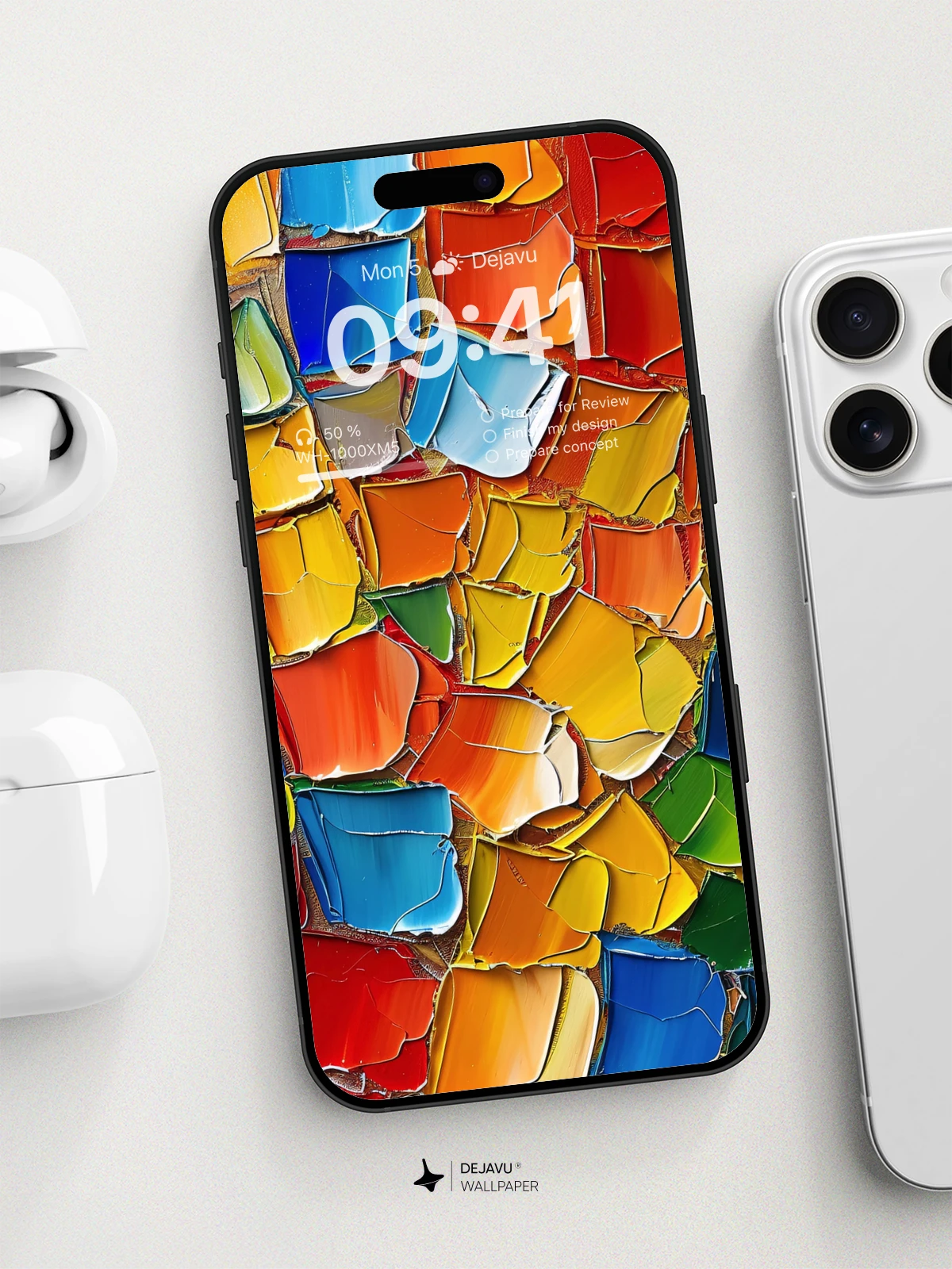 8K Abstract Colorful Paint Tiles Wallpaper