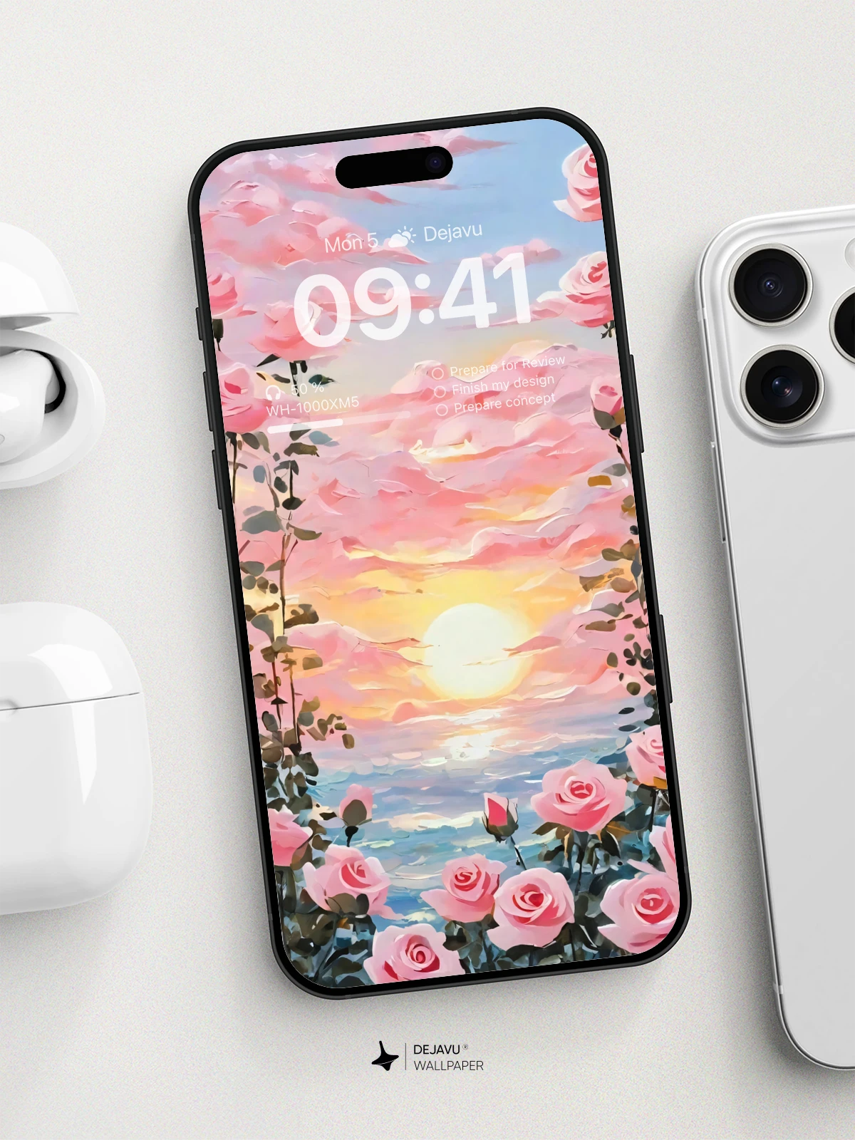 8K Aesthetic Painting of Sunset Roses