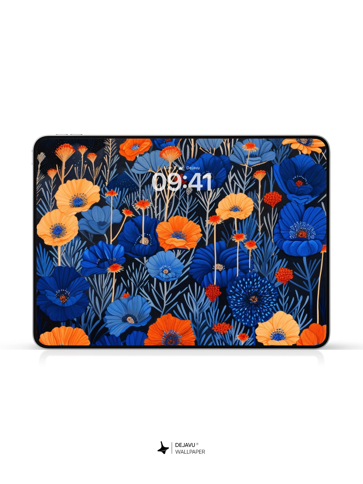 8K Abstract Floral Illustration: Blue and Orange Garden