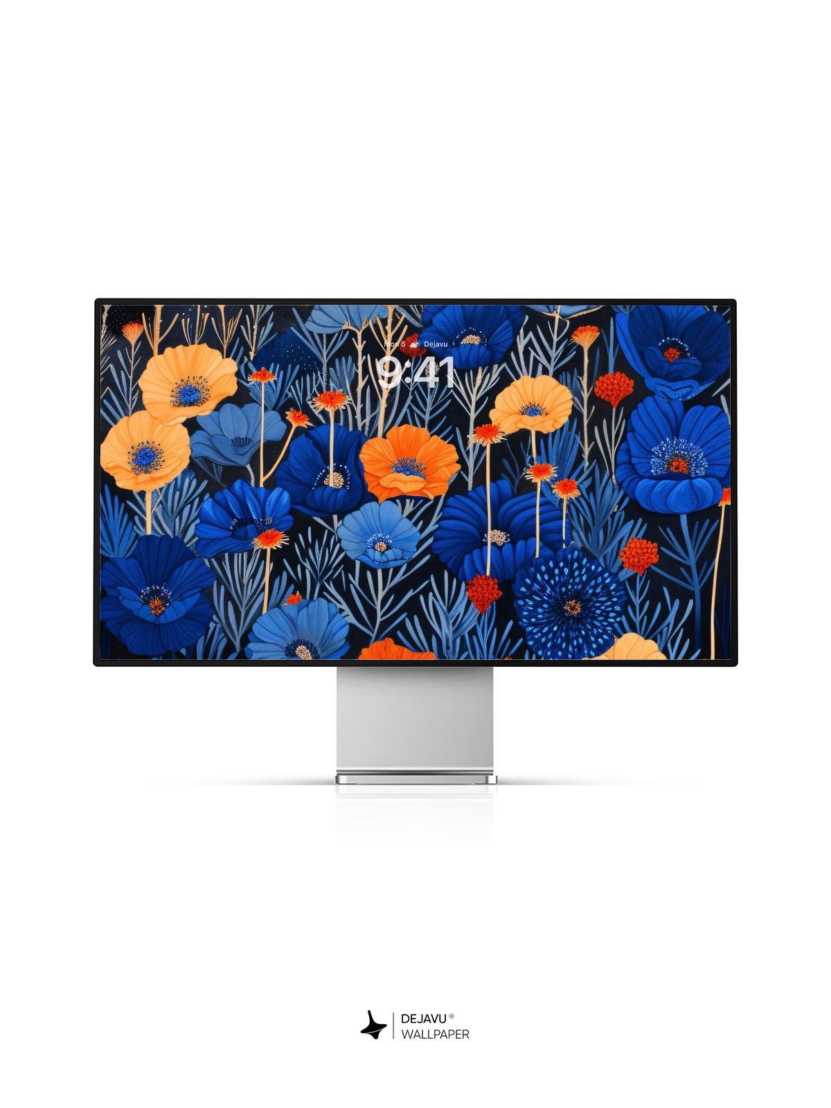 8K Abstract Floral Illustration: Blue and Orange Garden