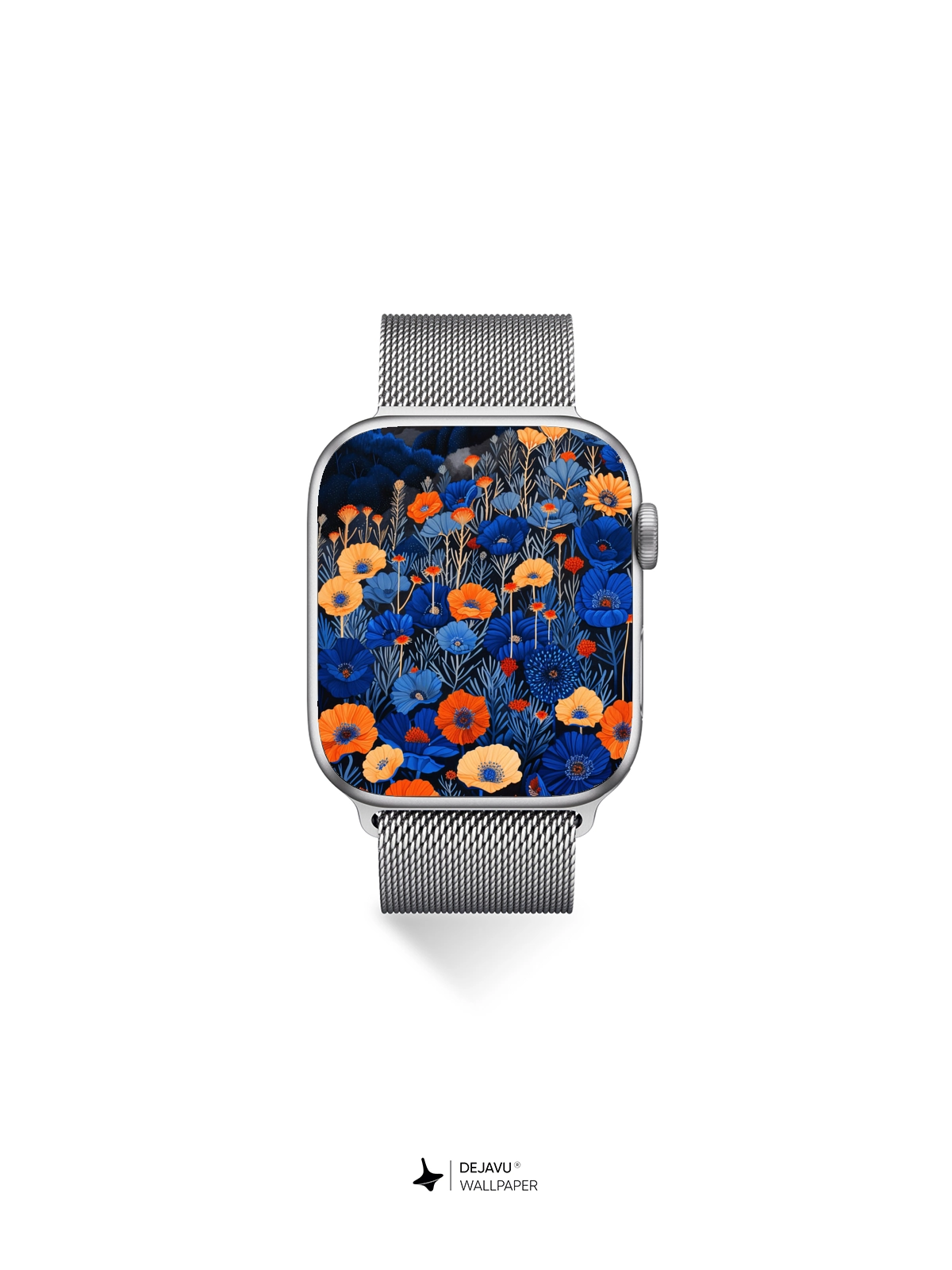 8K Abstract Floral Illustration: Blue and Orange Garden