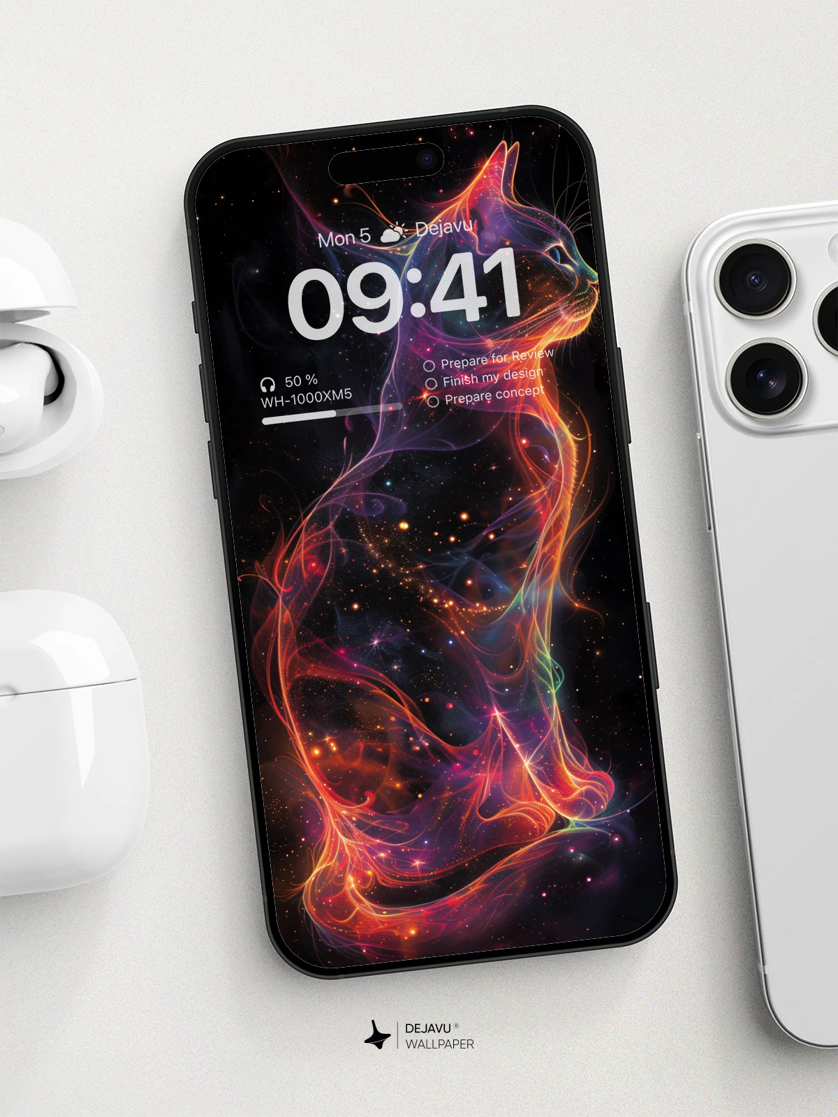 8K Abstract Cosmic Cat Wallpaper