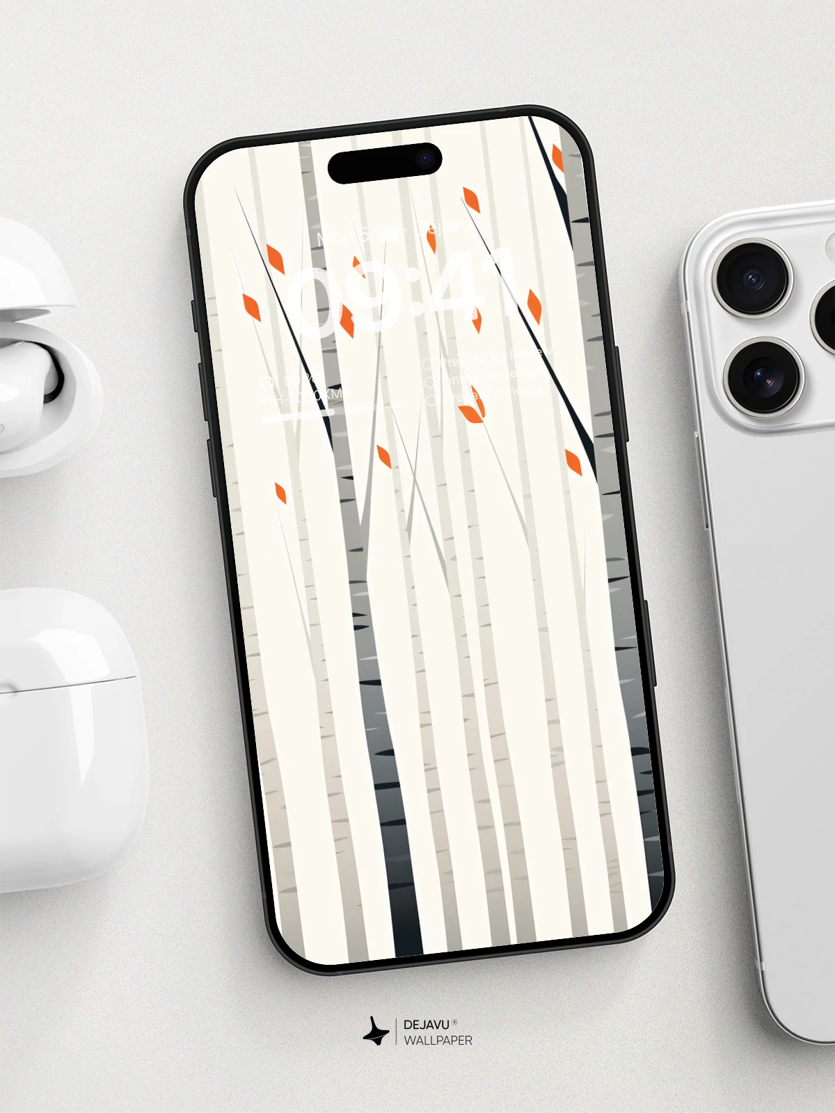 Minimal Birch Forest Wallpaper 8K for iPhone