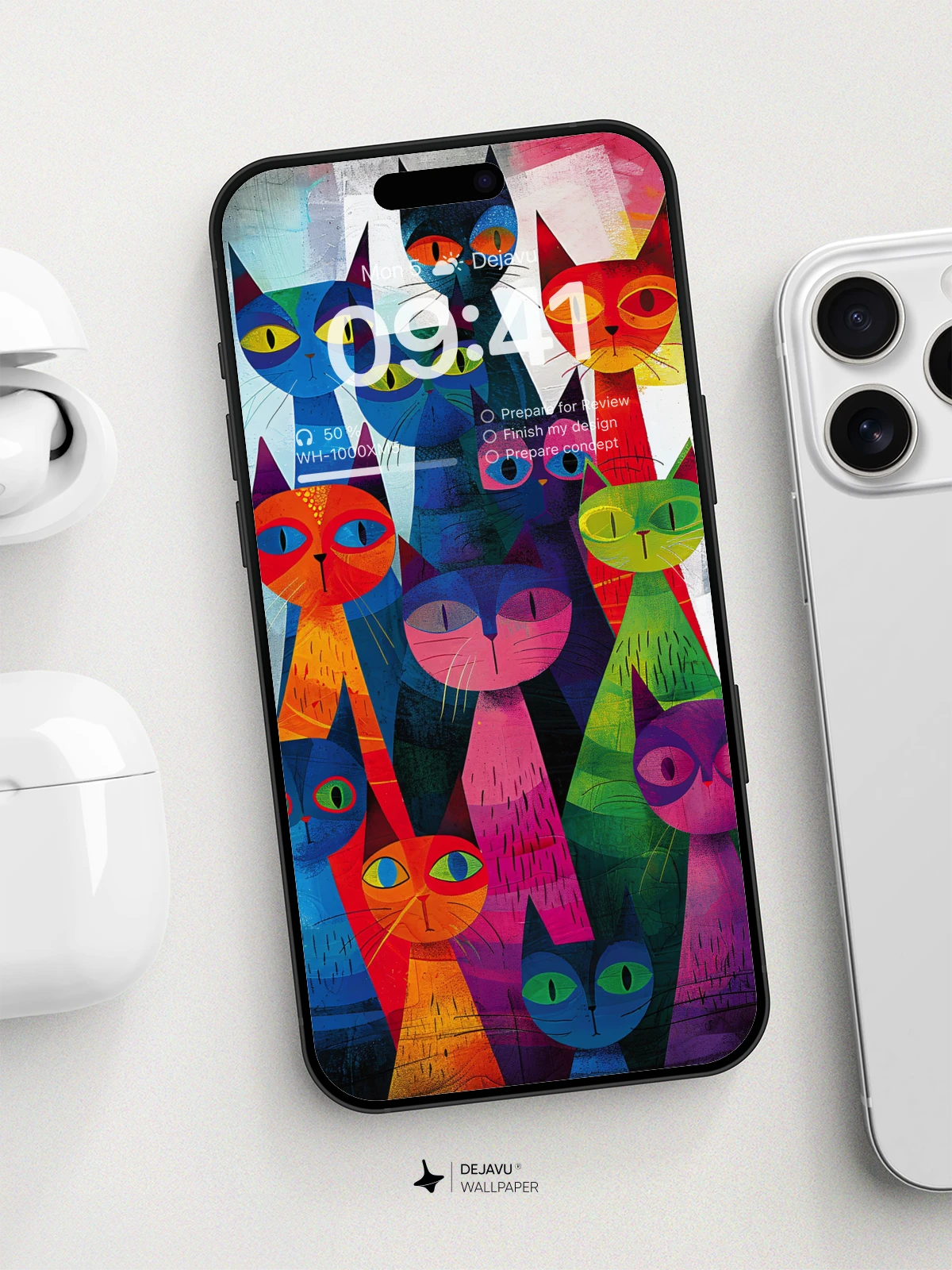 8K Abstract Cat Illustration: Colorful and Fun Wallpaper
