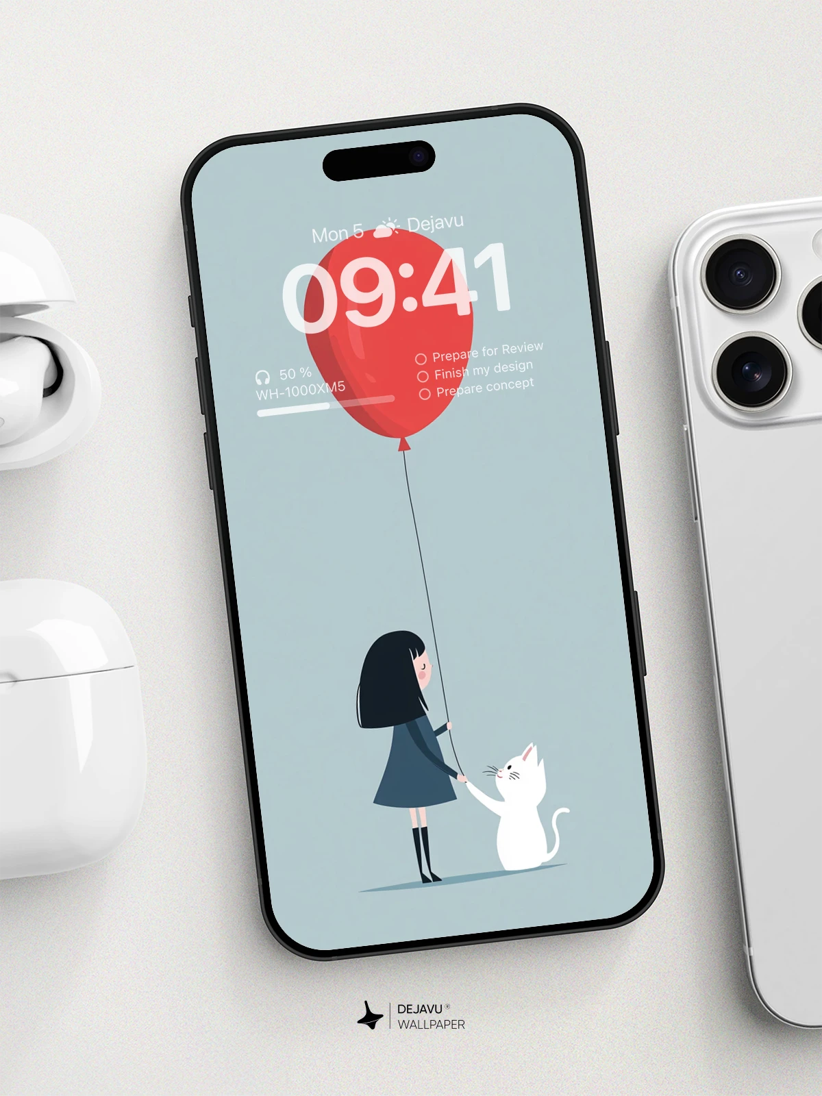 Whimsical Girl and Cat Wallpaper 8K