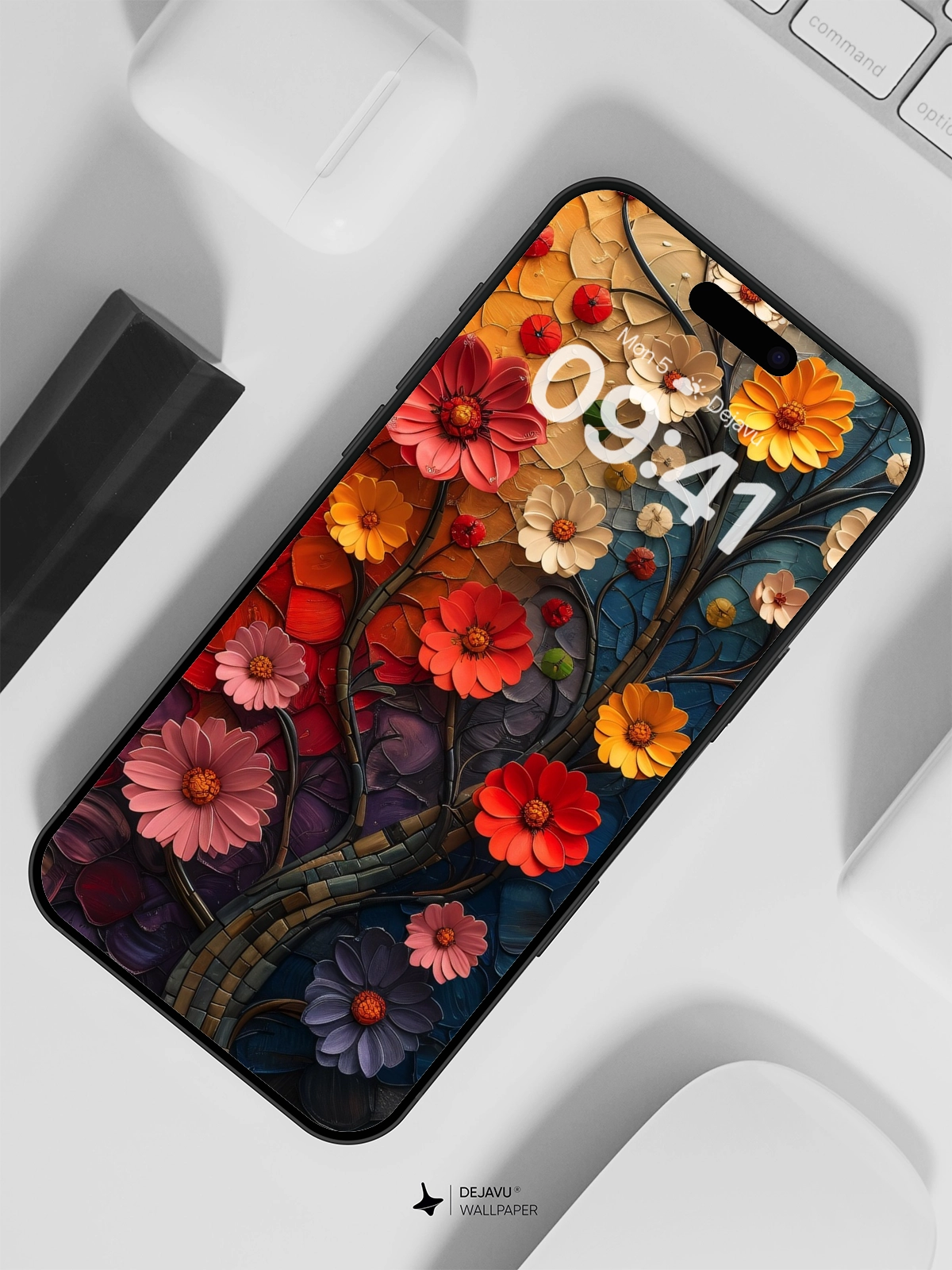8K Abstract Floral Painting: Vibrant Colors and Textured Petals