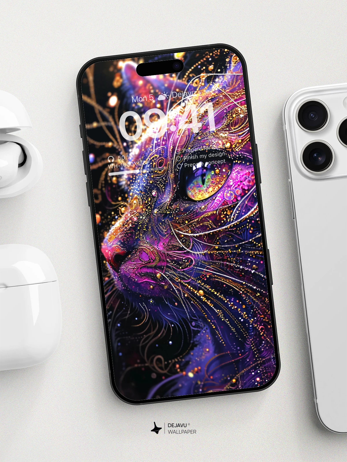 8K Abstract Cosmic Cat Wallpaper