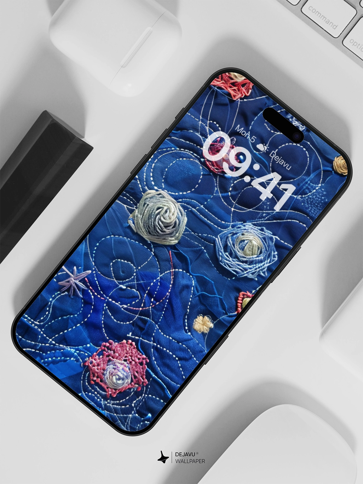 8K Abstract Embroidery Art: Minimal Aesthetic Wallpaper