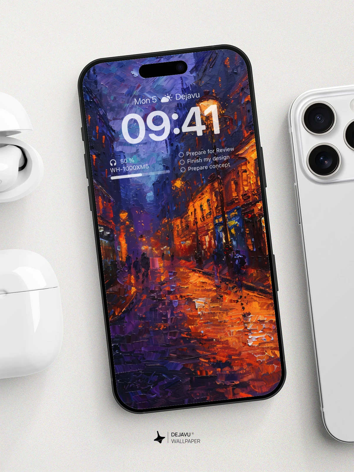 8K Aesthetic Night Street Painting Wallpaper