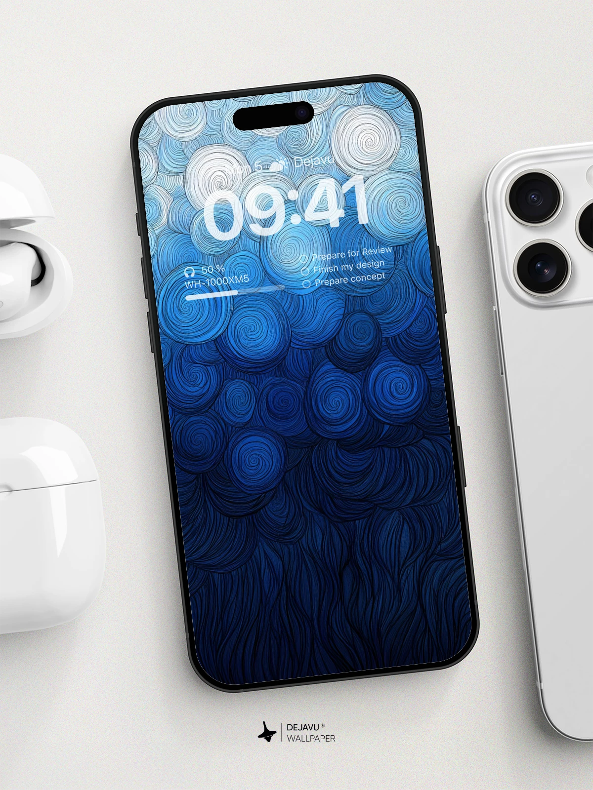 8K Abstract Blue Swirls Minimal Aesthetic Wallpaper