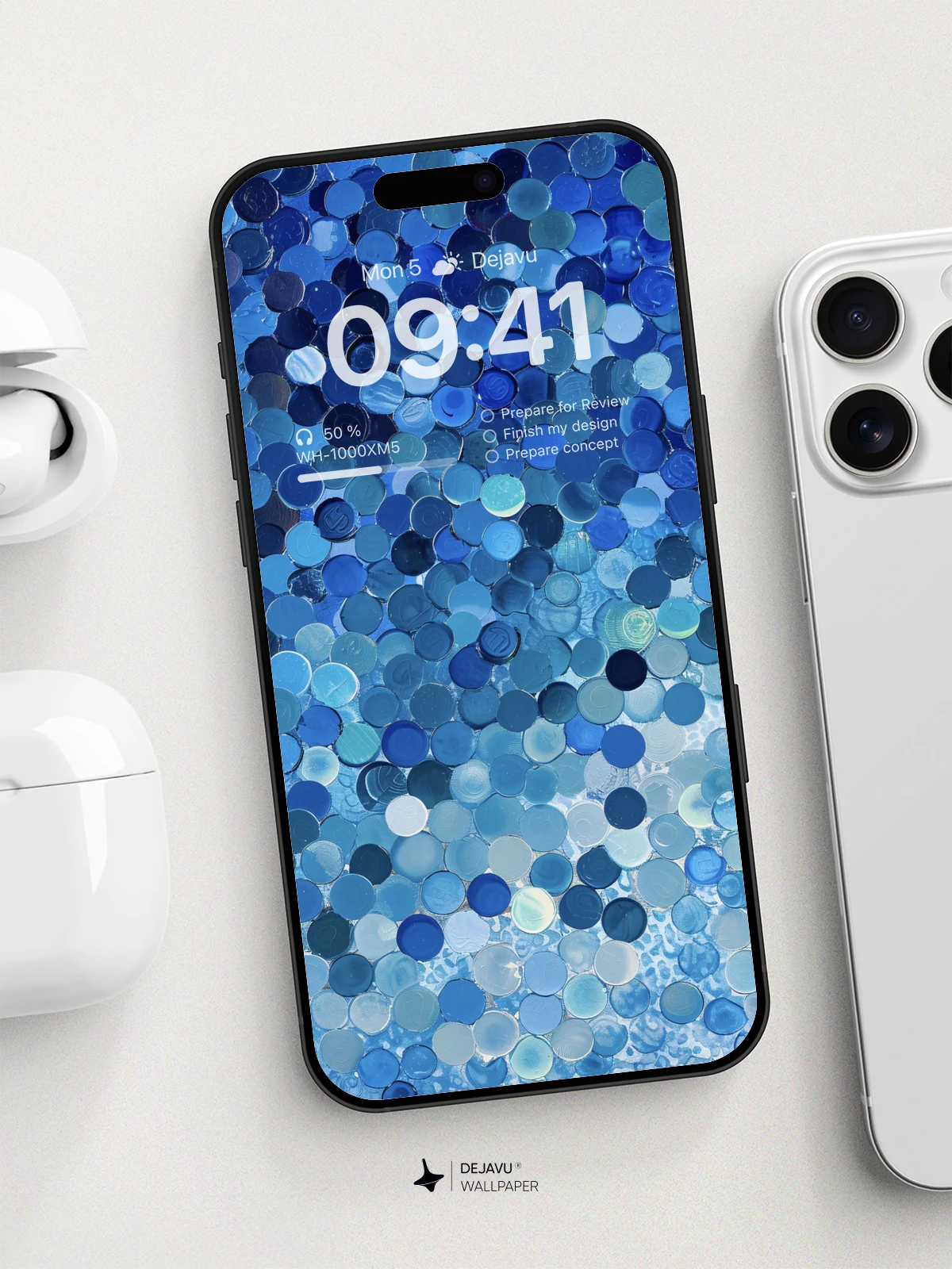 8K Abstract Blue Circles Minimal Wallpaper