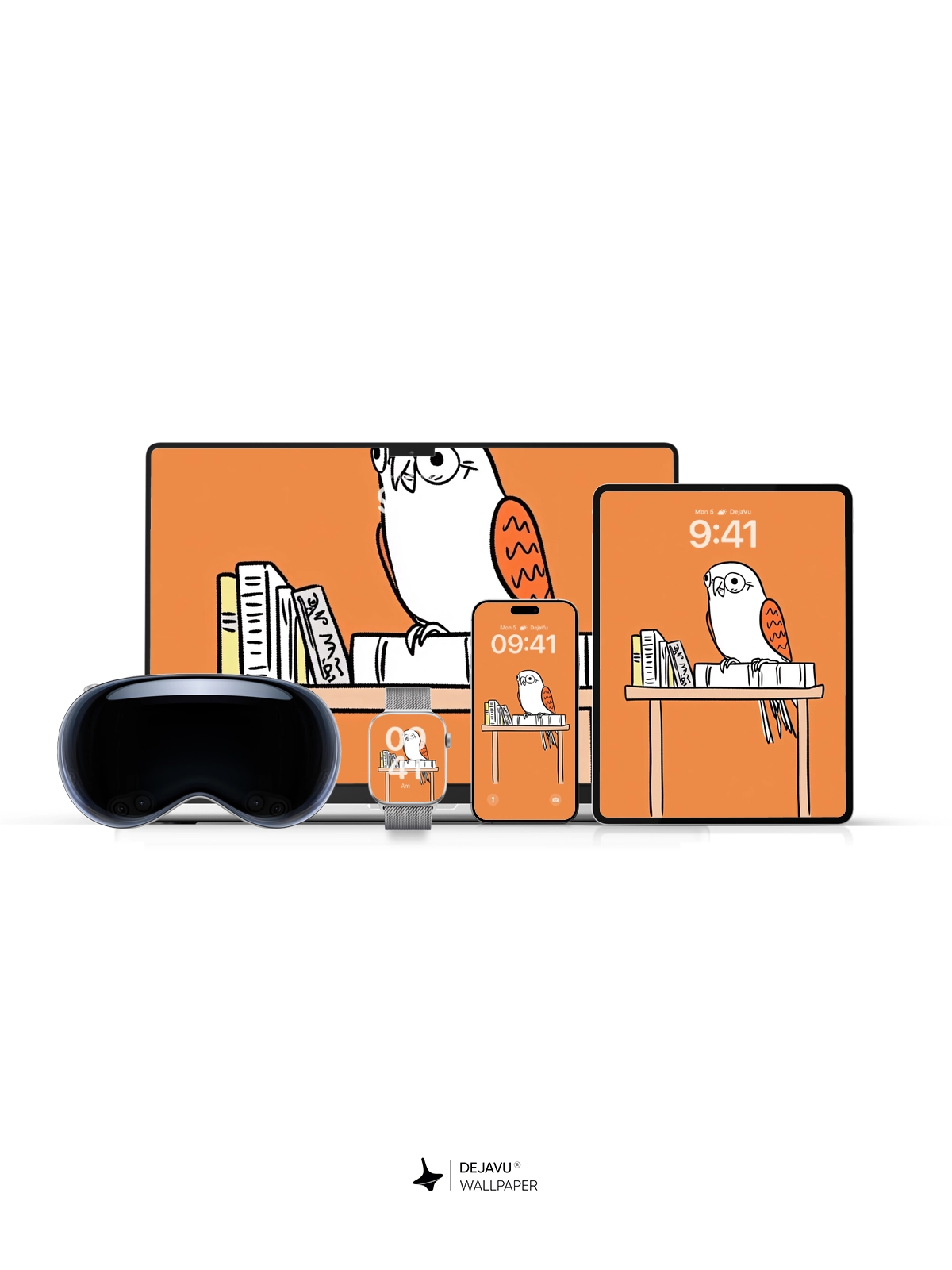 Whimsical Owl Library Wallpaper 8K for iPhone