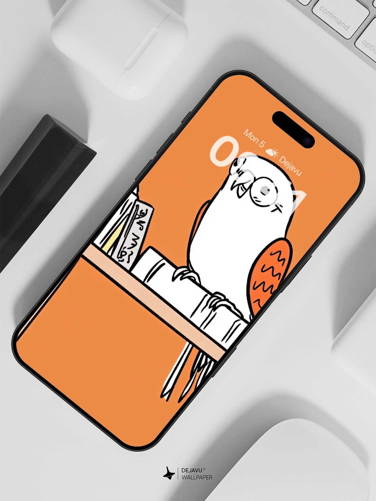 Whimsical Owl Library Wallpaper 8K for iPhone