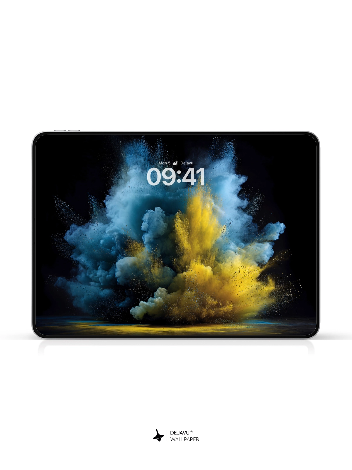 8K Abstract Explosion Wallpaper: Blue & Yellow Fusion