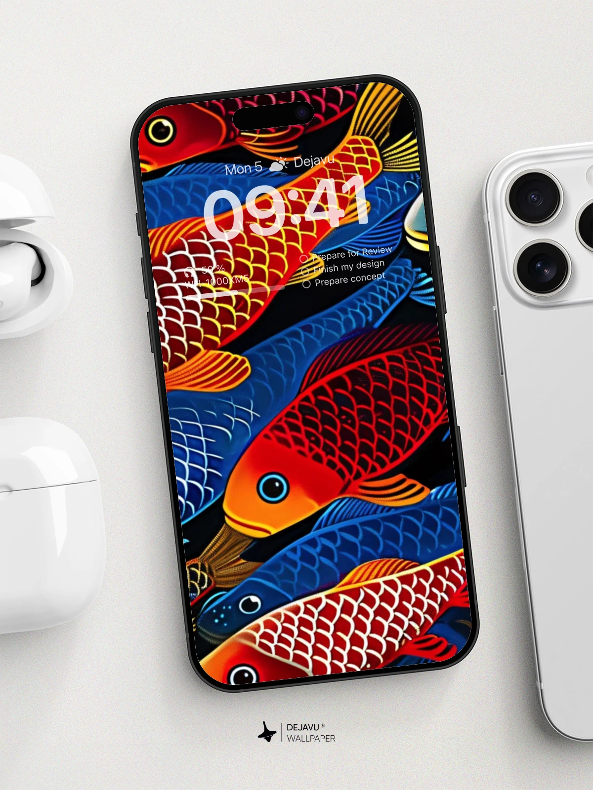 8K Abstract Fish Illustration: Vibrant and Colorful Wallpaper