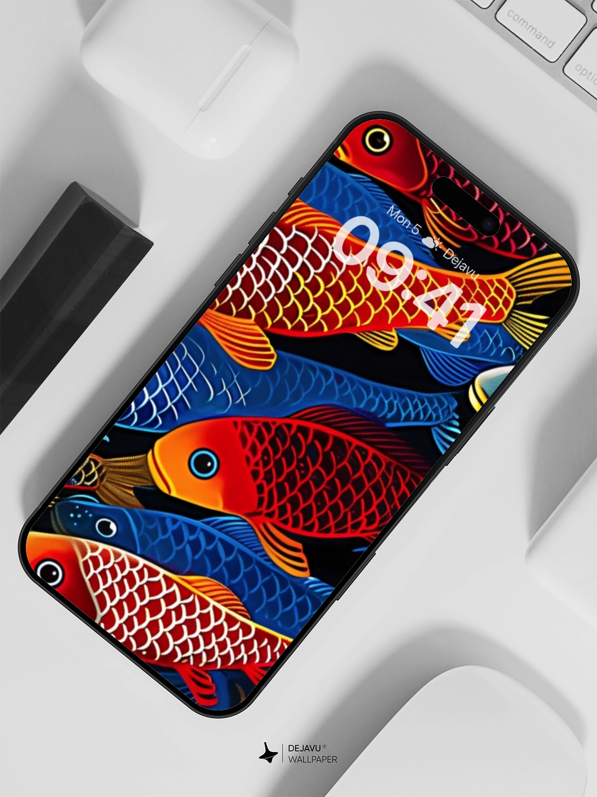8K Abstract Fish Illustration: Vibrant and Colorful Wallpaper