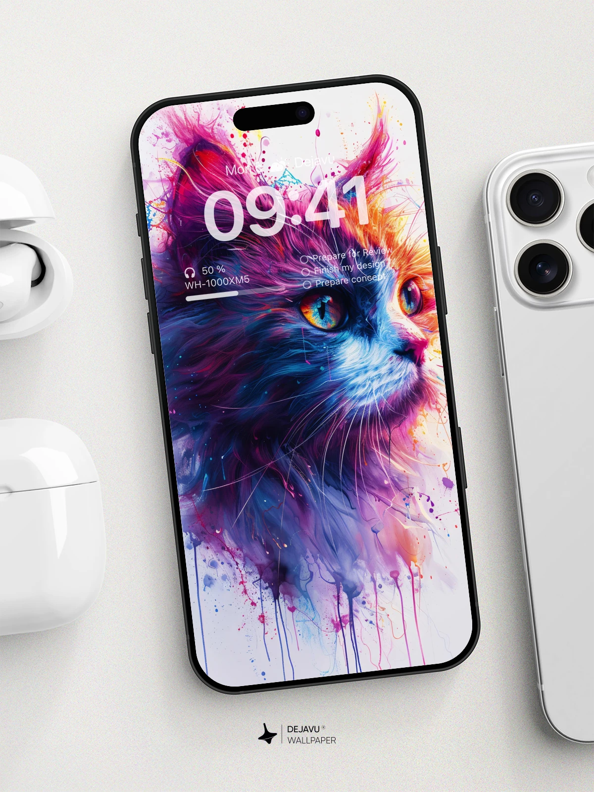 8K Abstract Cat Painting: Vibrant, Minimal & Aesthetic Wallpaper