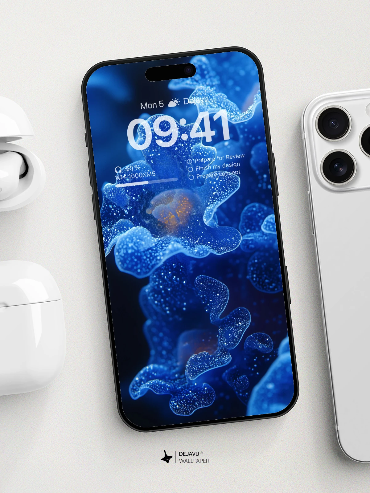 8K Abstract Blue Floral Tech Wallpaper