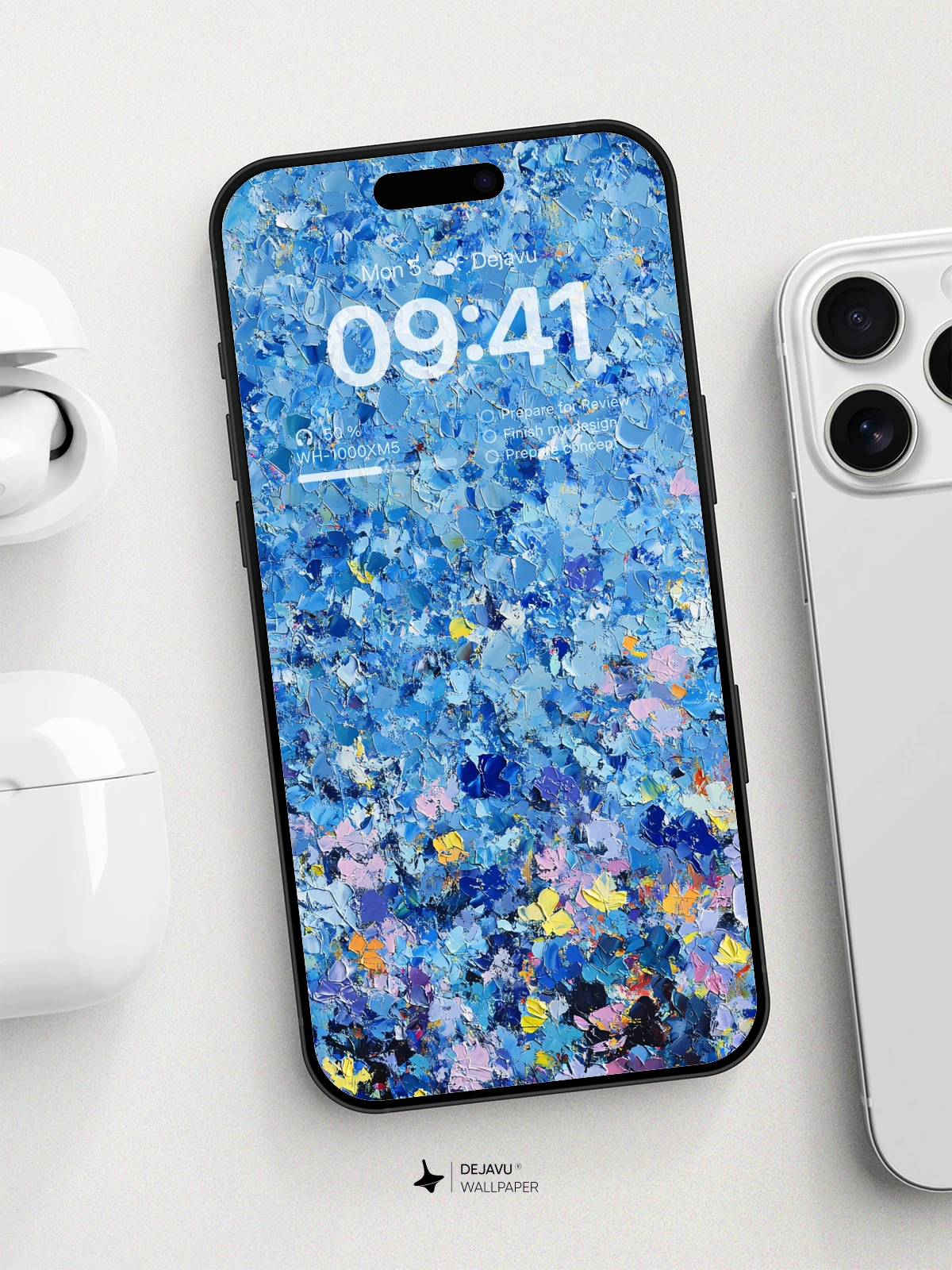 8K Abstract Blue Painting Wallpaper