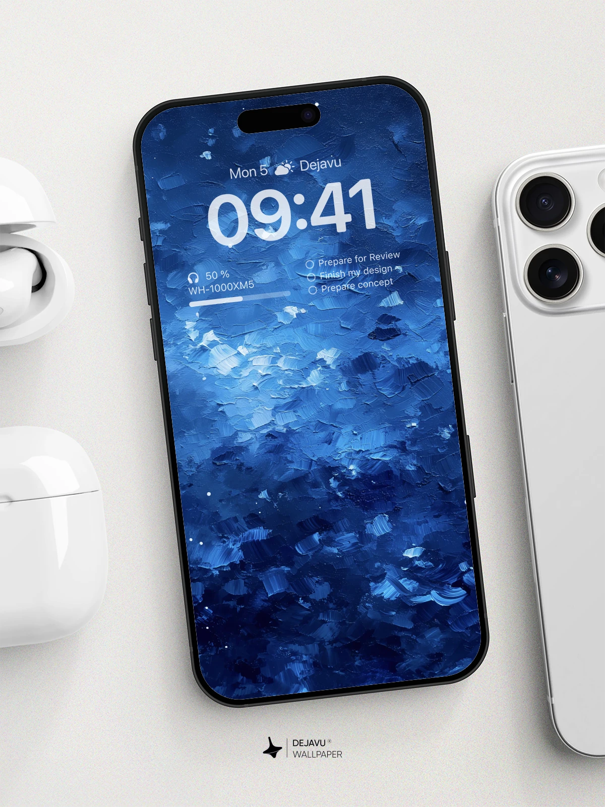 8K Abstract Blue Painting Wallpaper