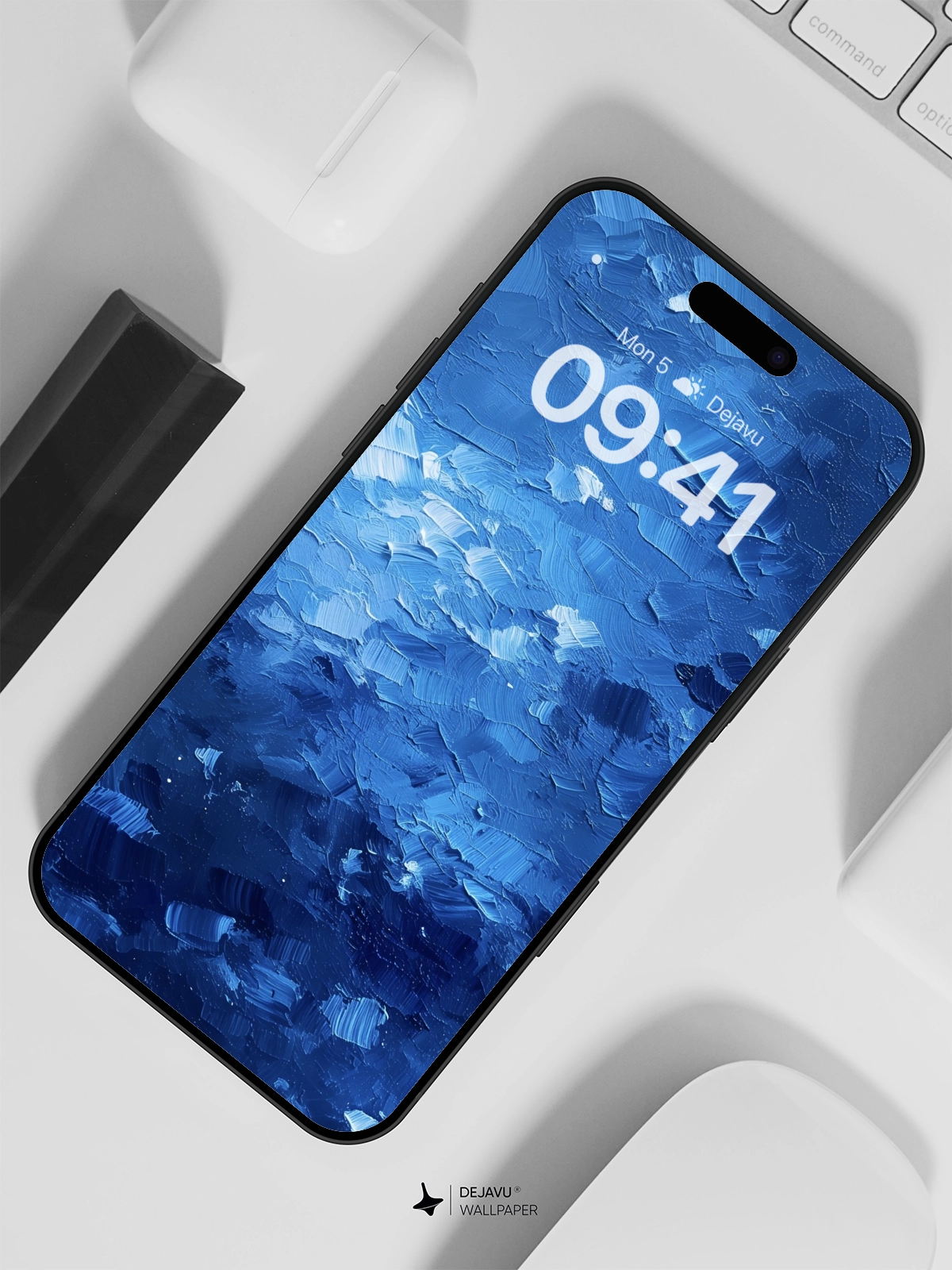 8K Abstract Blue Painting Wallpaper