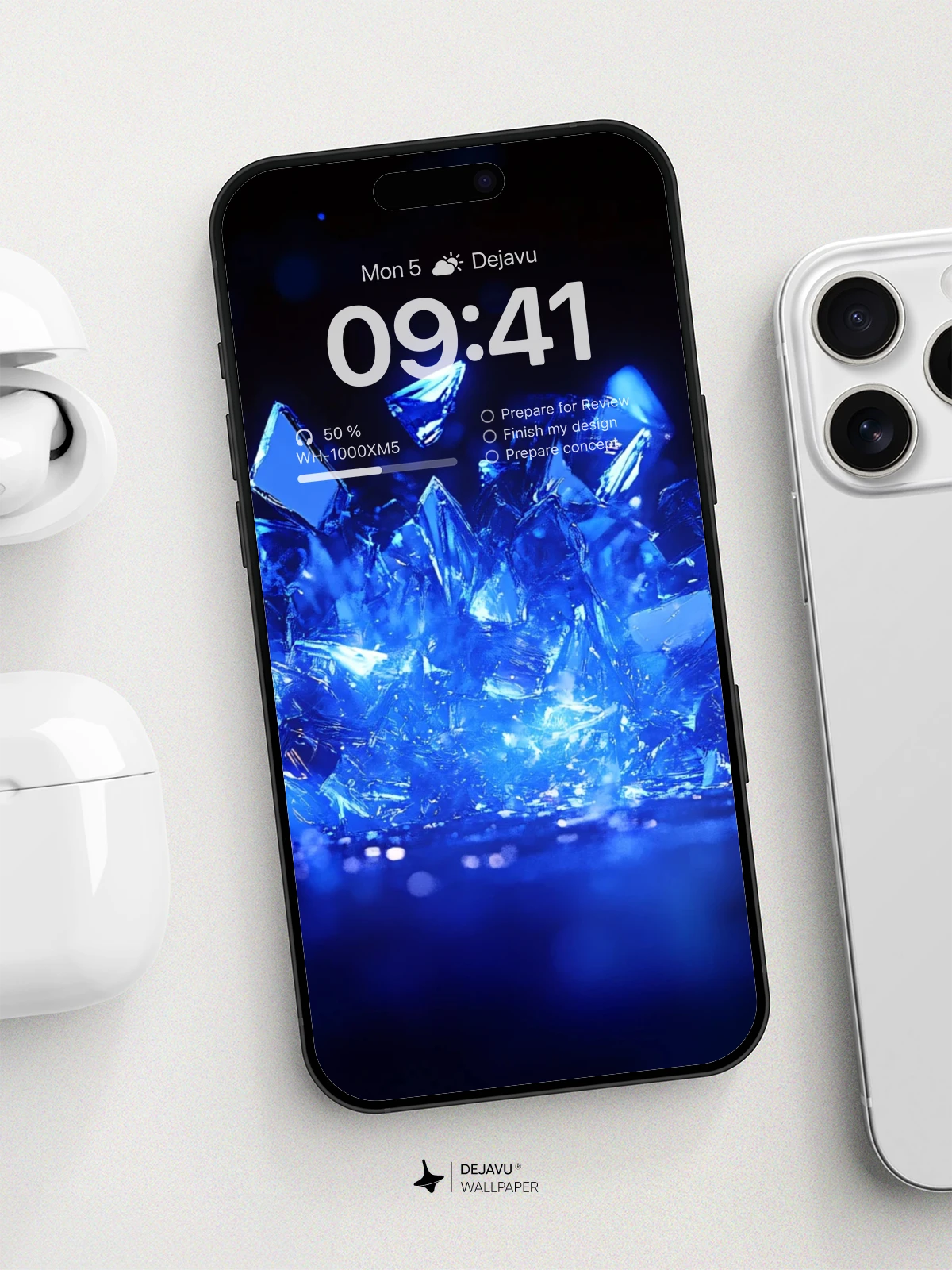 8K Abstract Blue Crystal Tech Wallpaper