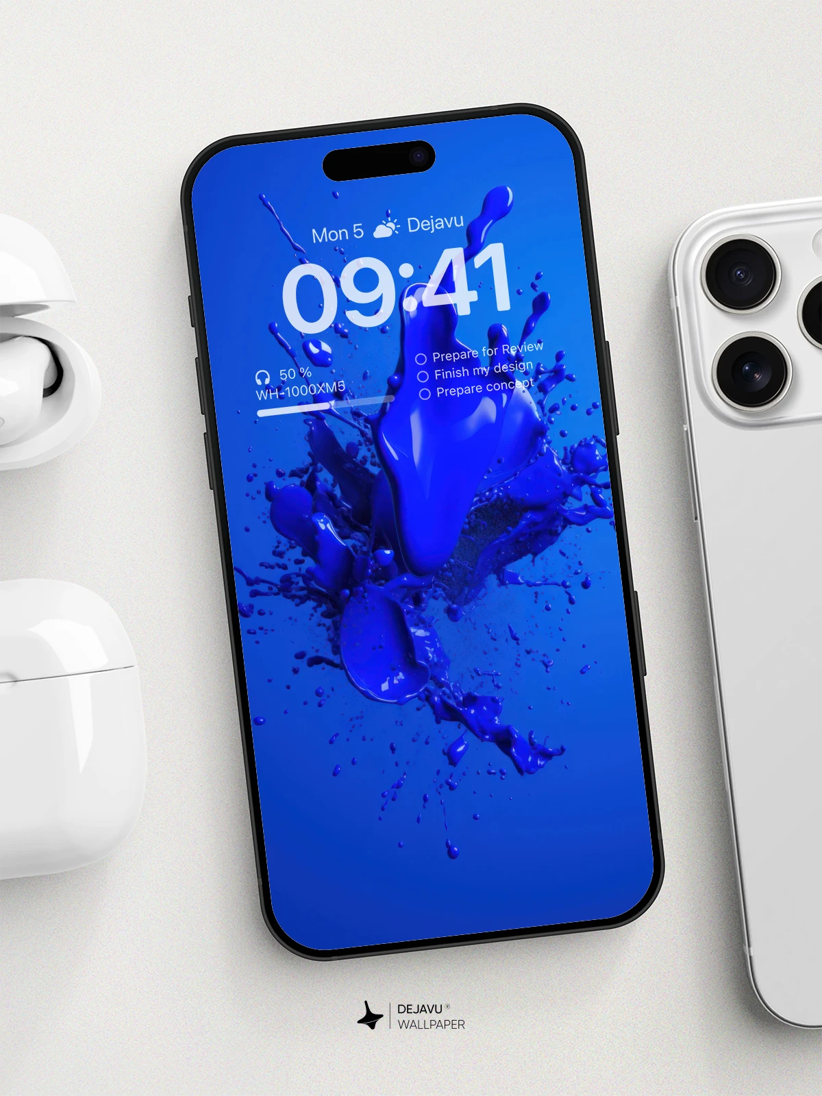 8K Abstract Blue Paint Splash Wallpaper