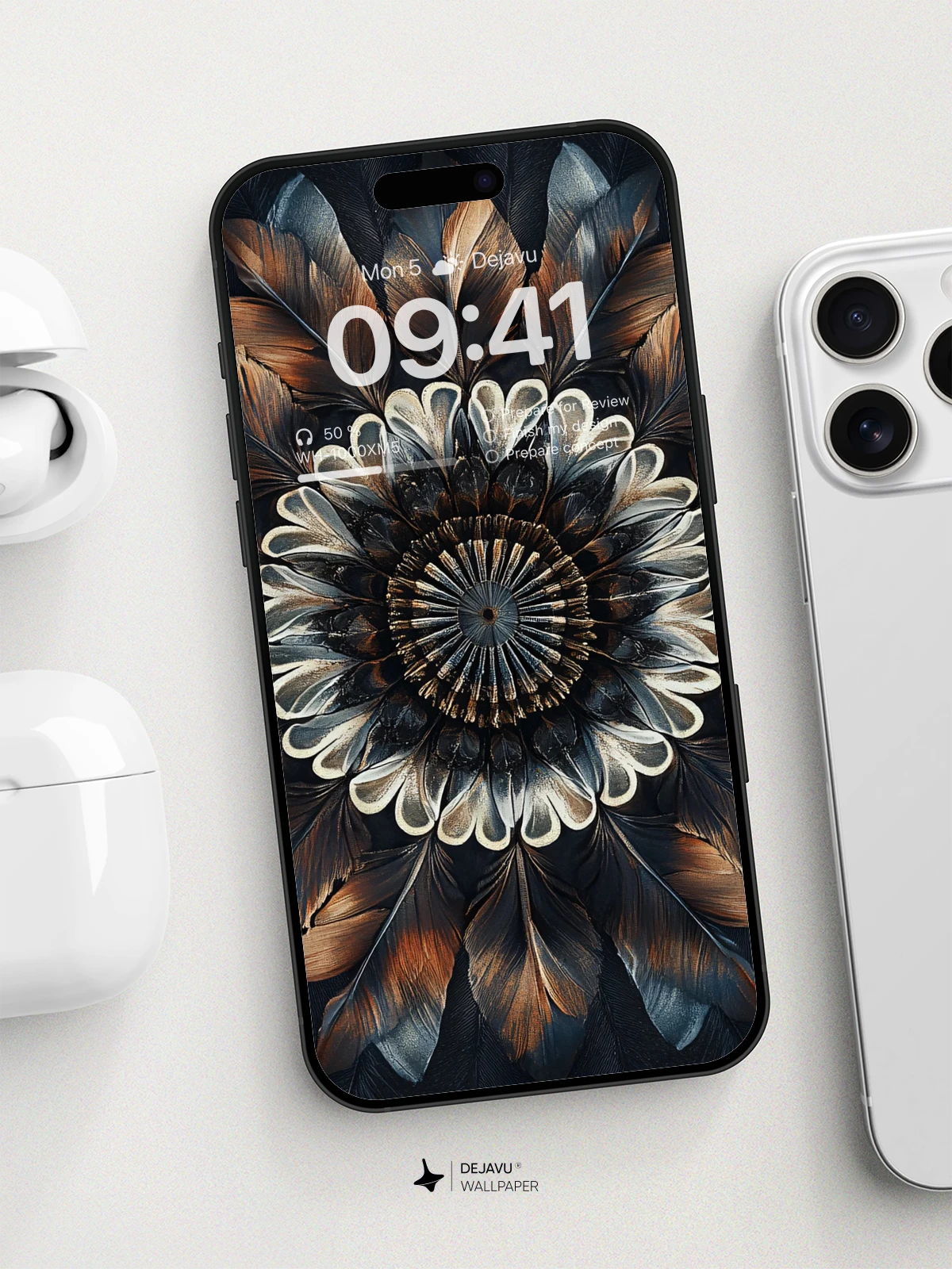 8K Abstract Feather Mandala Wallpaper