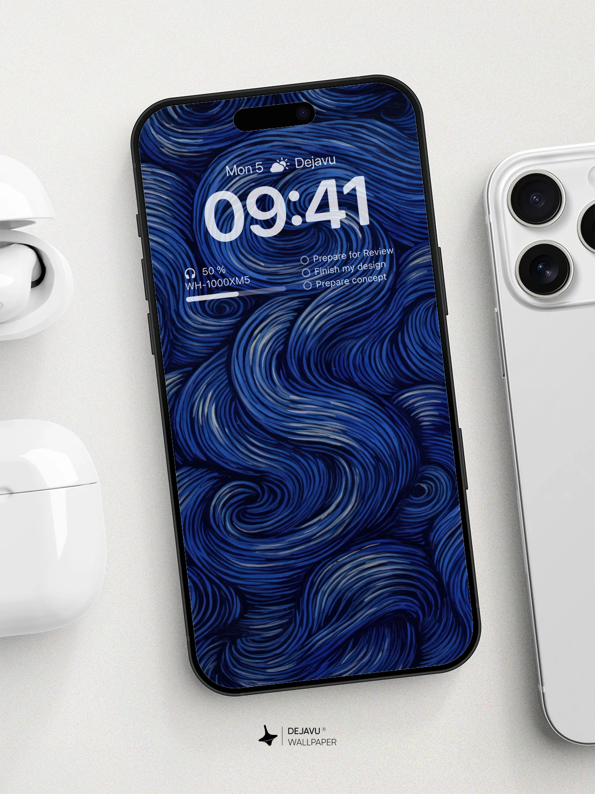 8K Abstract Blue Waves Minimal Aesthetic Wallpaper