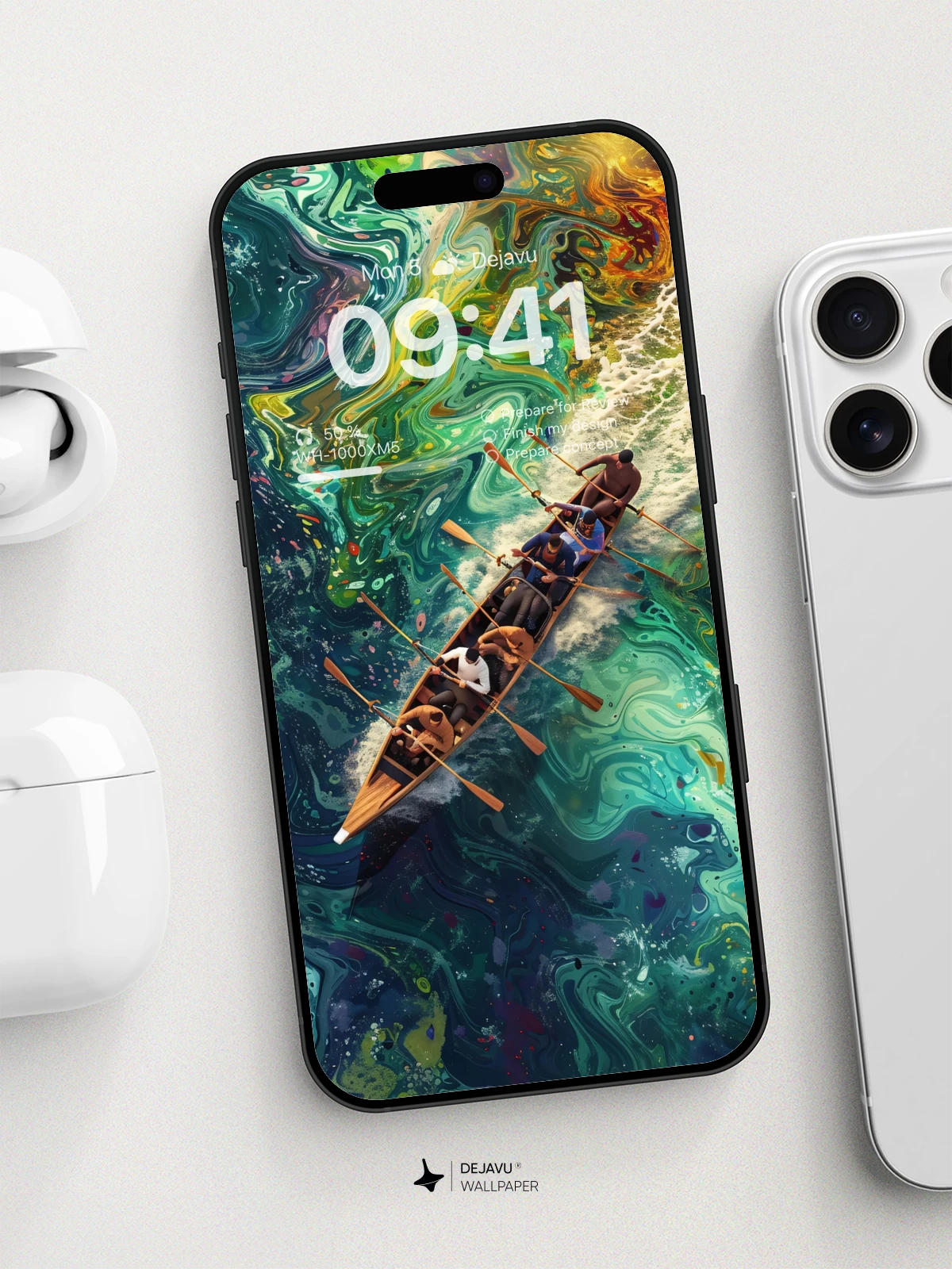 8K Abstract Canoe Adventure: Minimal Aesthetic Wallpaper