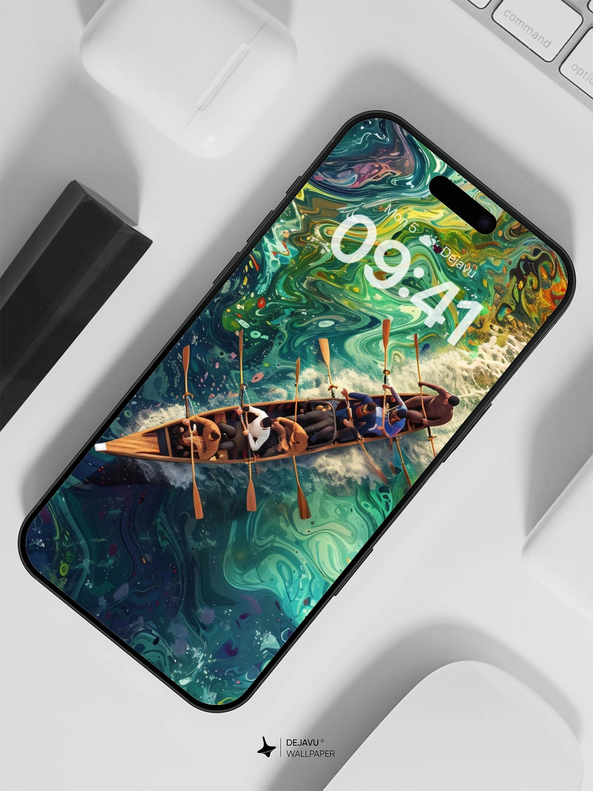 8K Abstract Canoe Adventure: Minimal Aesthetic Wallpaper