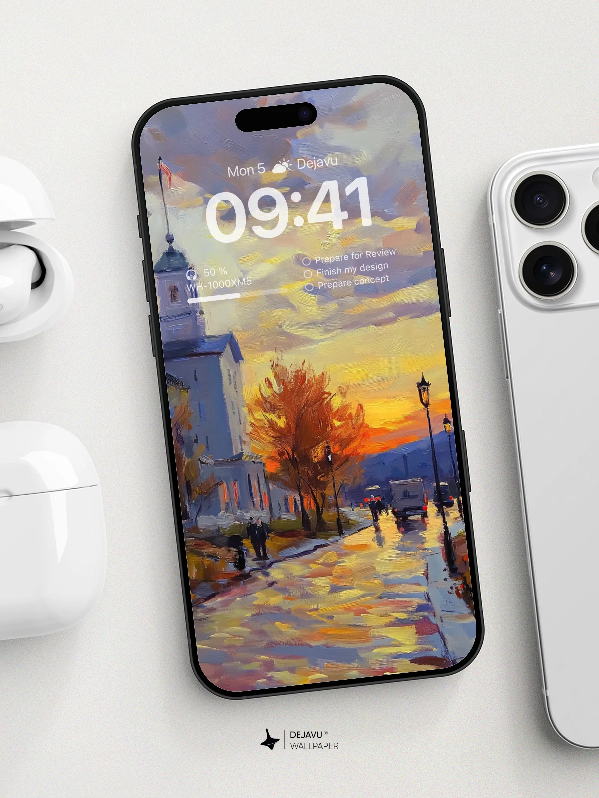 8K Aesthetic Painting of a Sunset Street Scene