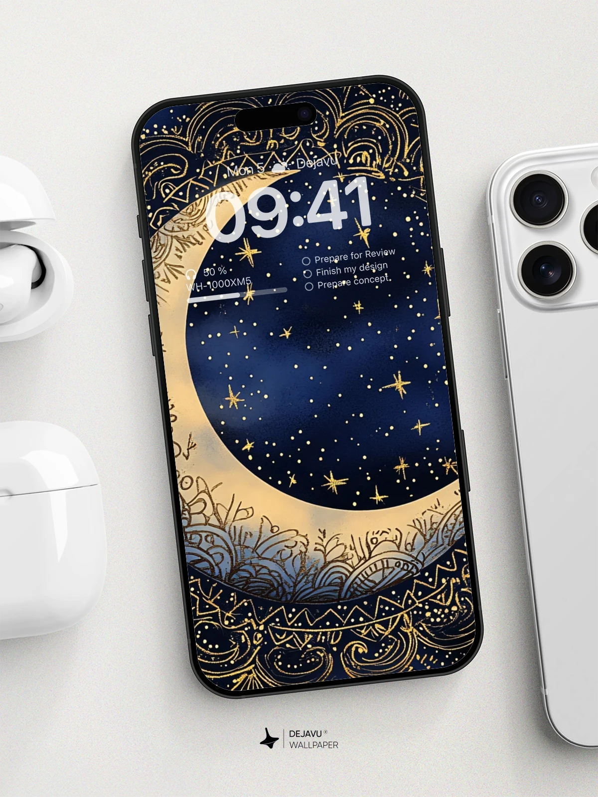 8K Aesthetic Moon Illustration Wallpaper