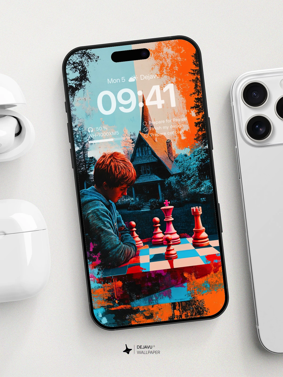 8K Abstract Chess Painting: Aesthetic Minimal Art for iPhone & Android