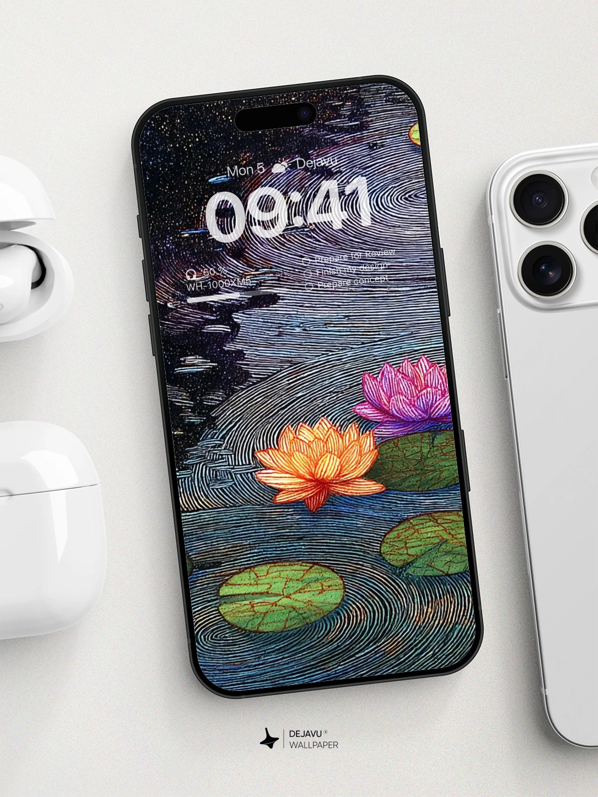 8K Aesthetic Abstract Lotus Pond Wallpaper