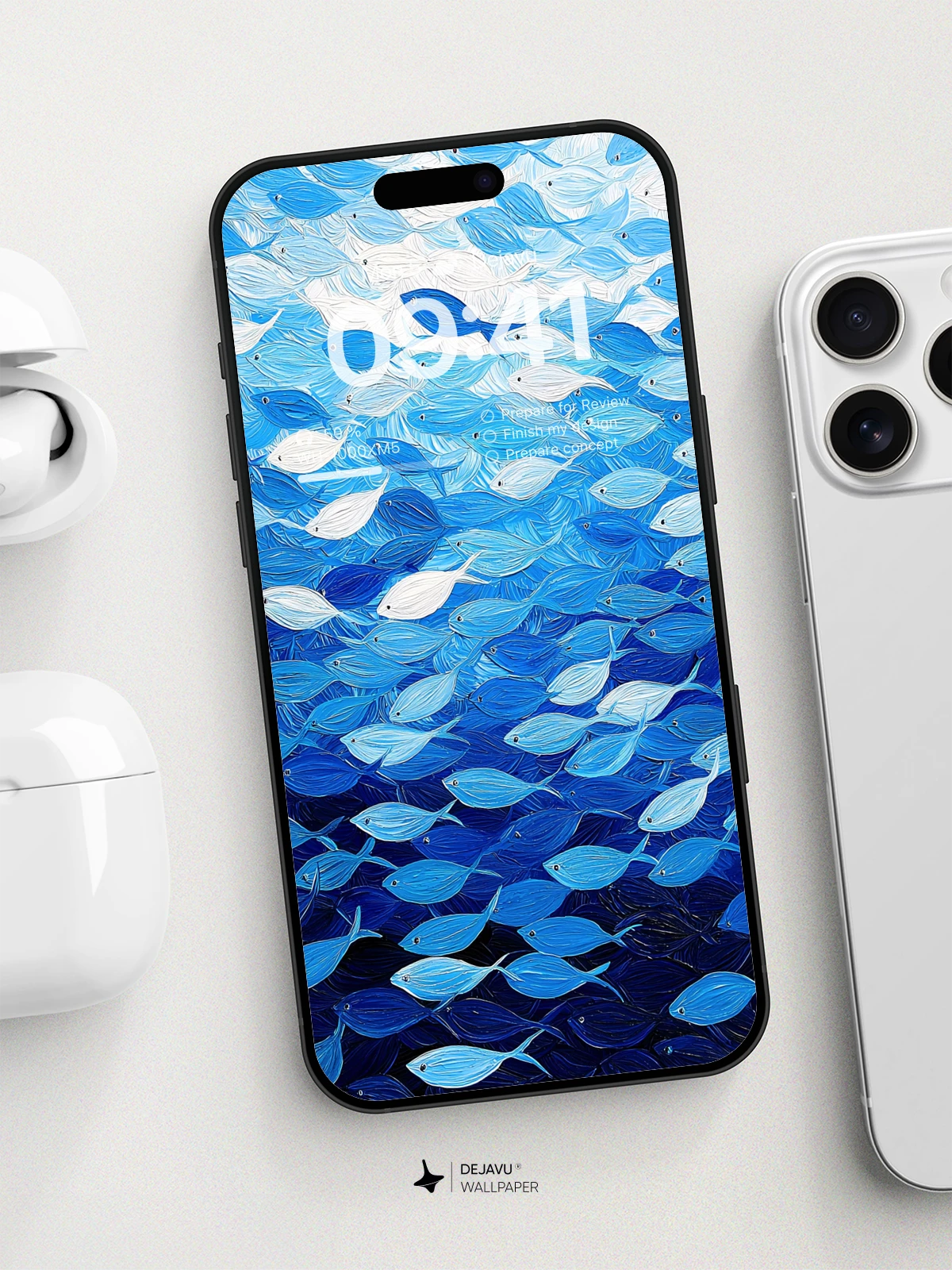 8K Abstract Fish Painting: Minimal Aesthetic for iPhone & Android