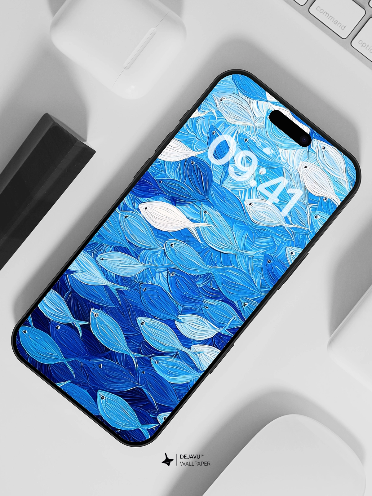 8K Abstract Fish Painting: Minimal Aesthetic for iPhone & Android