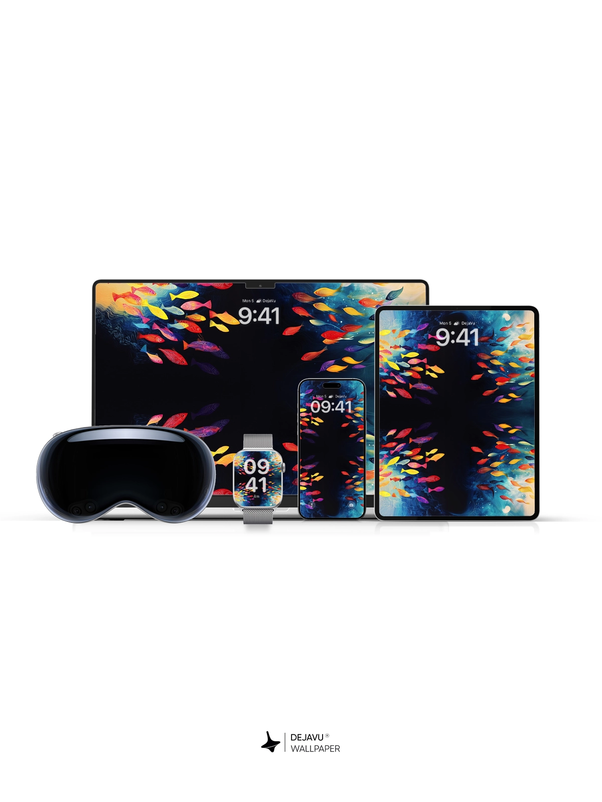 8K Abstract Fish Illustration: Vibrant and Colorful Wallpaper
