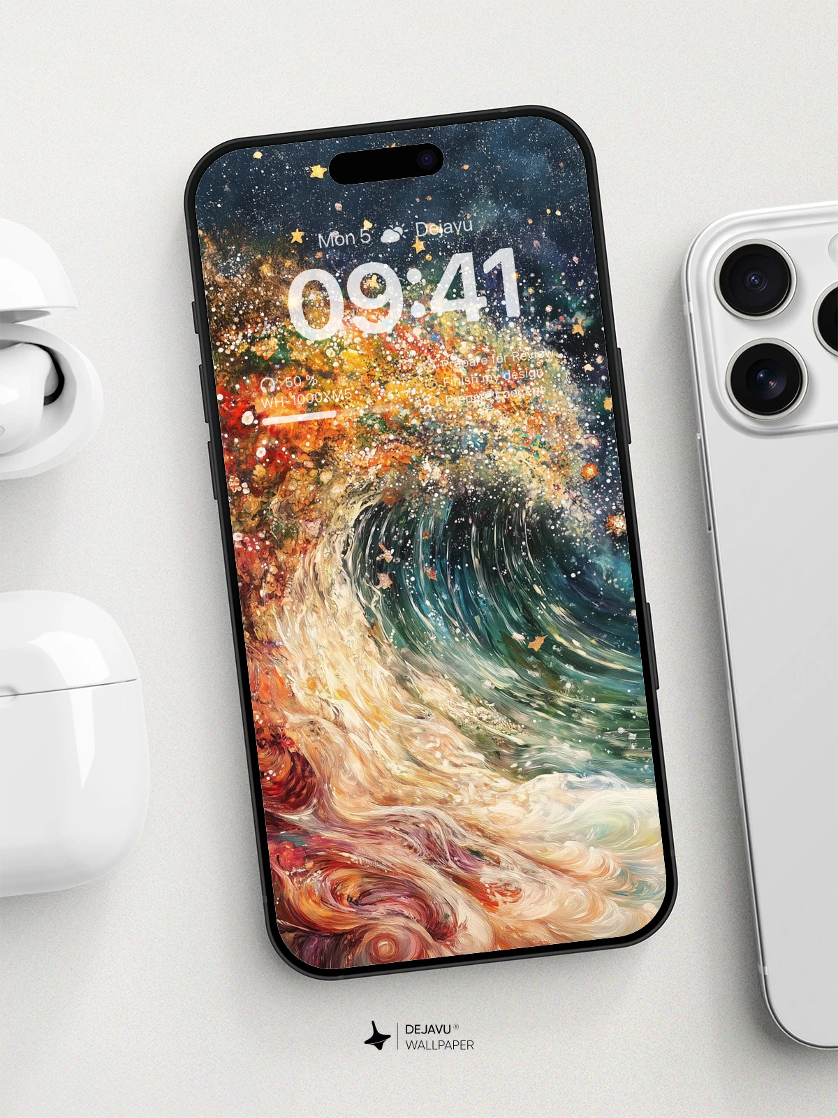 8K Abstract Cosmic Wave Painting Wallpaper