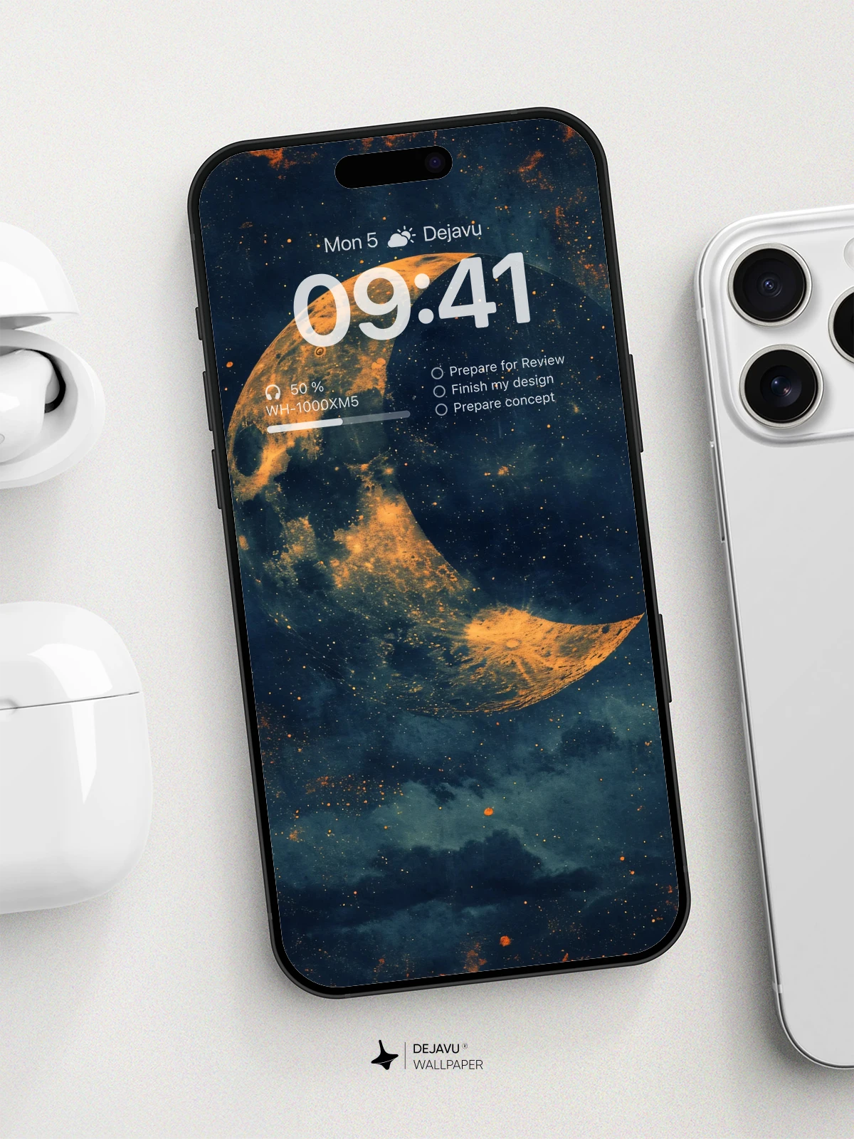 8K Aesthetic Moon Illustration Wallpaper