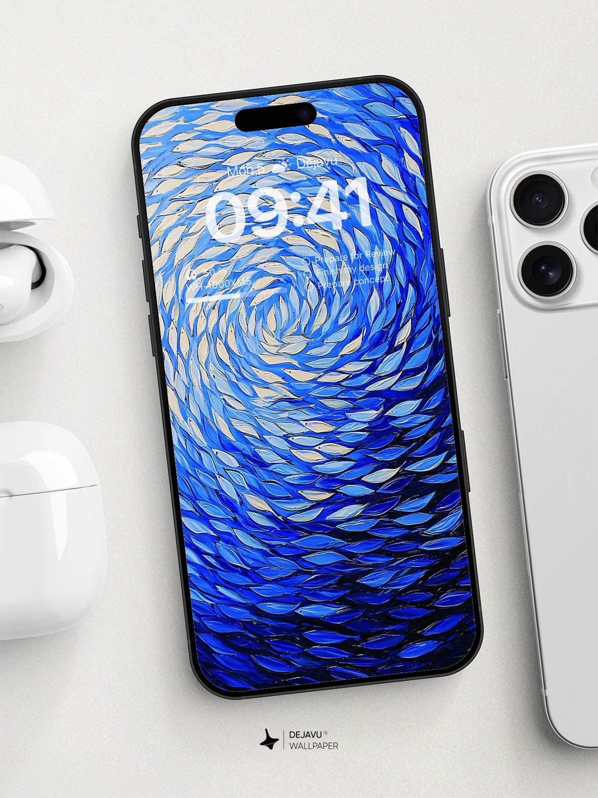 8K Abstract Blue Spiral Minimal Wallpaper