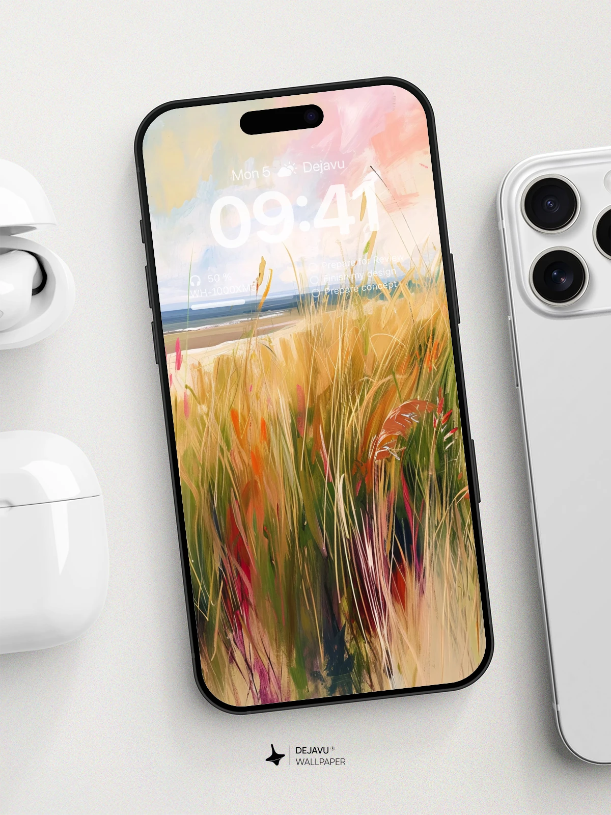 8K Abstract Beach Grass Painting - Minimal Aesthetic Wallpaper