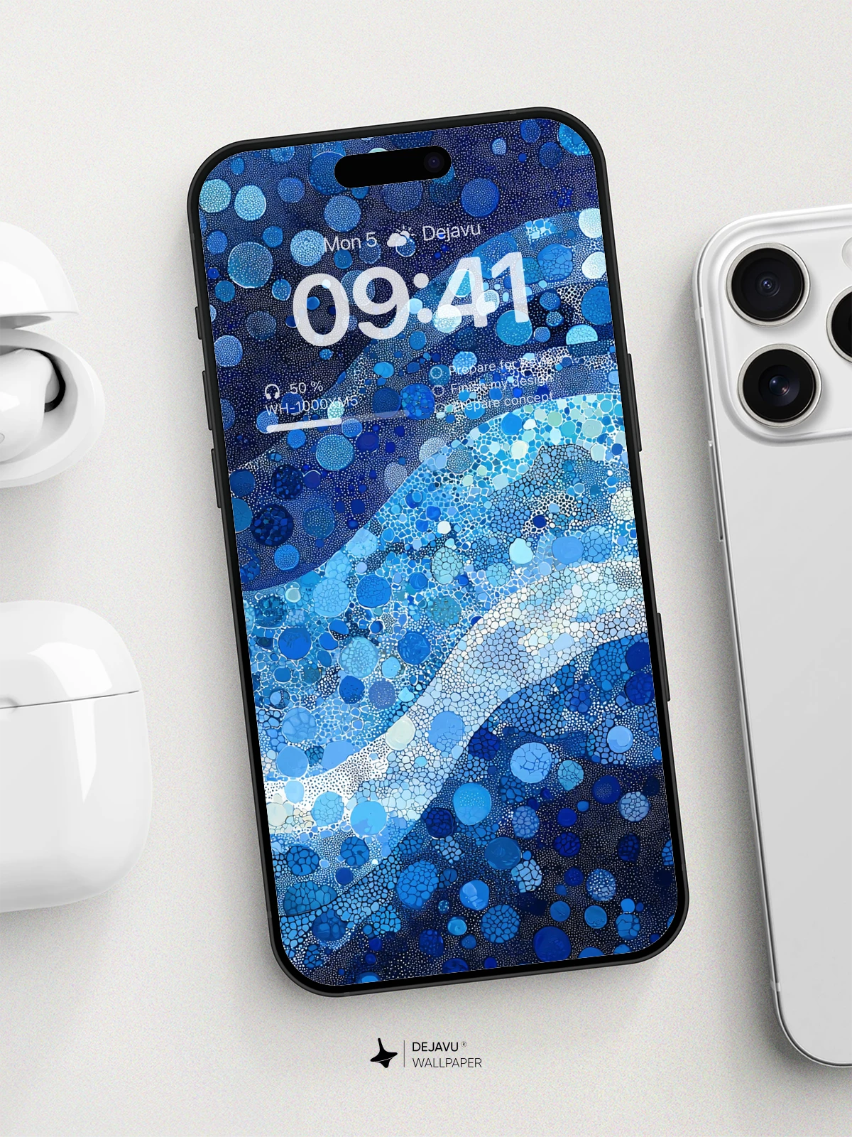 8K Abstract Blue Wave Minimalist Wallpaper